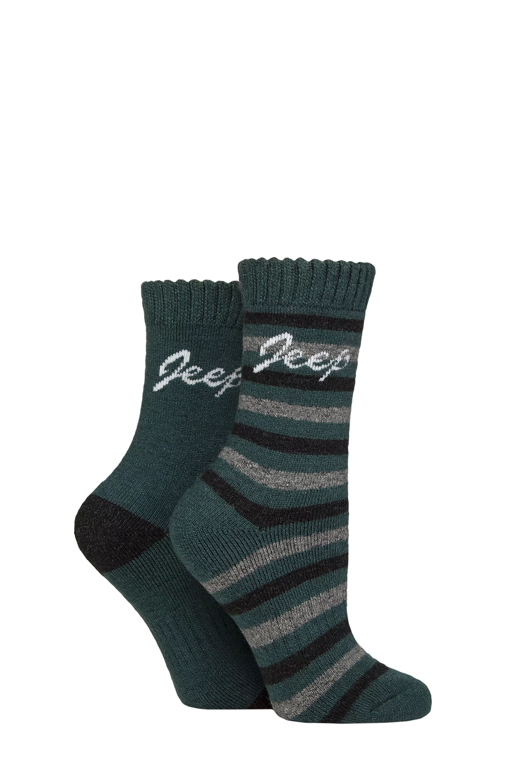 Women's 2 Pair Jeep Wool Blend Thermal Boot Socks Forest / Black / Charcoal 4