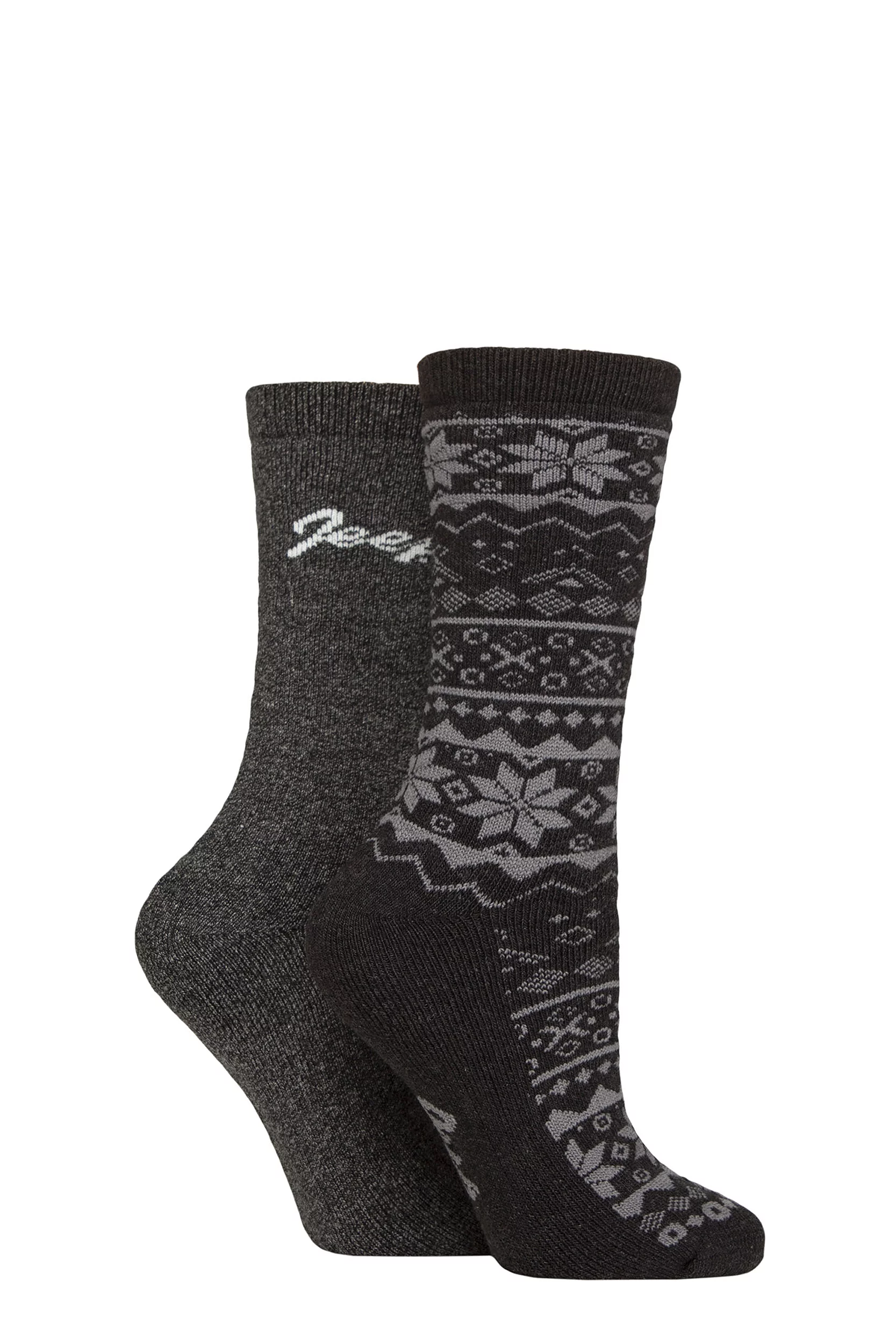 Women's 2 Pair Jeep Cotton Blend Boot Socks Black / Charcoal 4