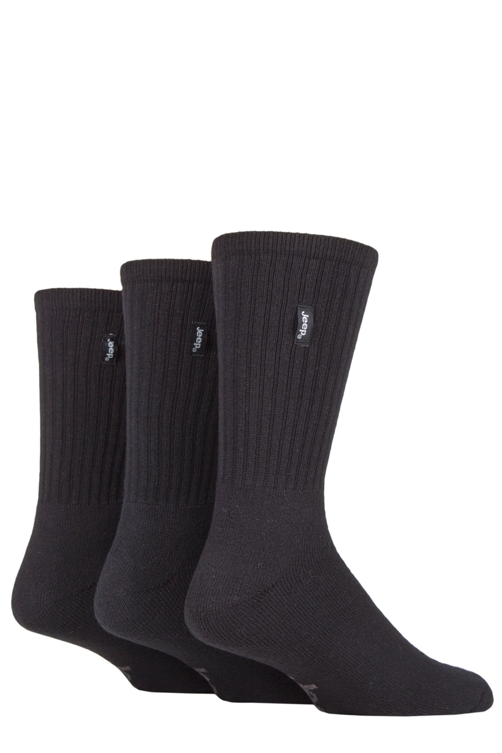 Image of Mens 3 Pair Jeep Vintage Boot Socks Black / Black 6-11 Mens