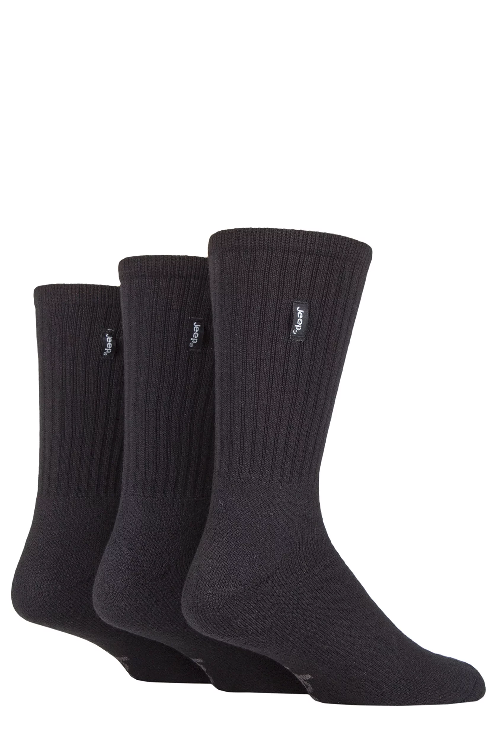 Mens 3 Pair Jeep Vintage Boot Socks Black / Black 6-11 Mens