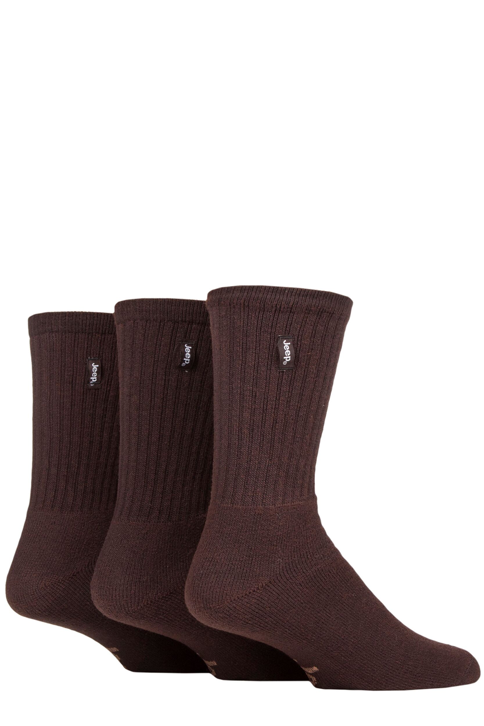 Image of 3 Pair Brown Urban Trail Cotton Sports Socks Mens - Jeep