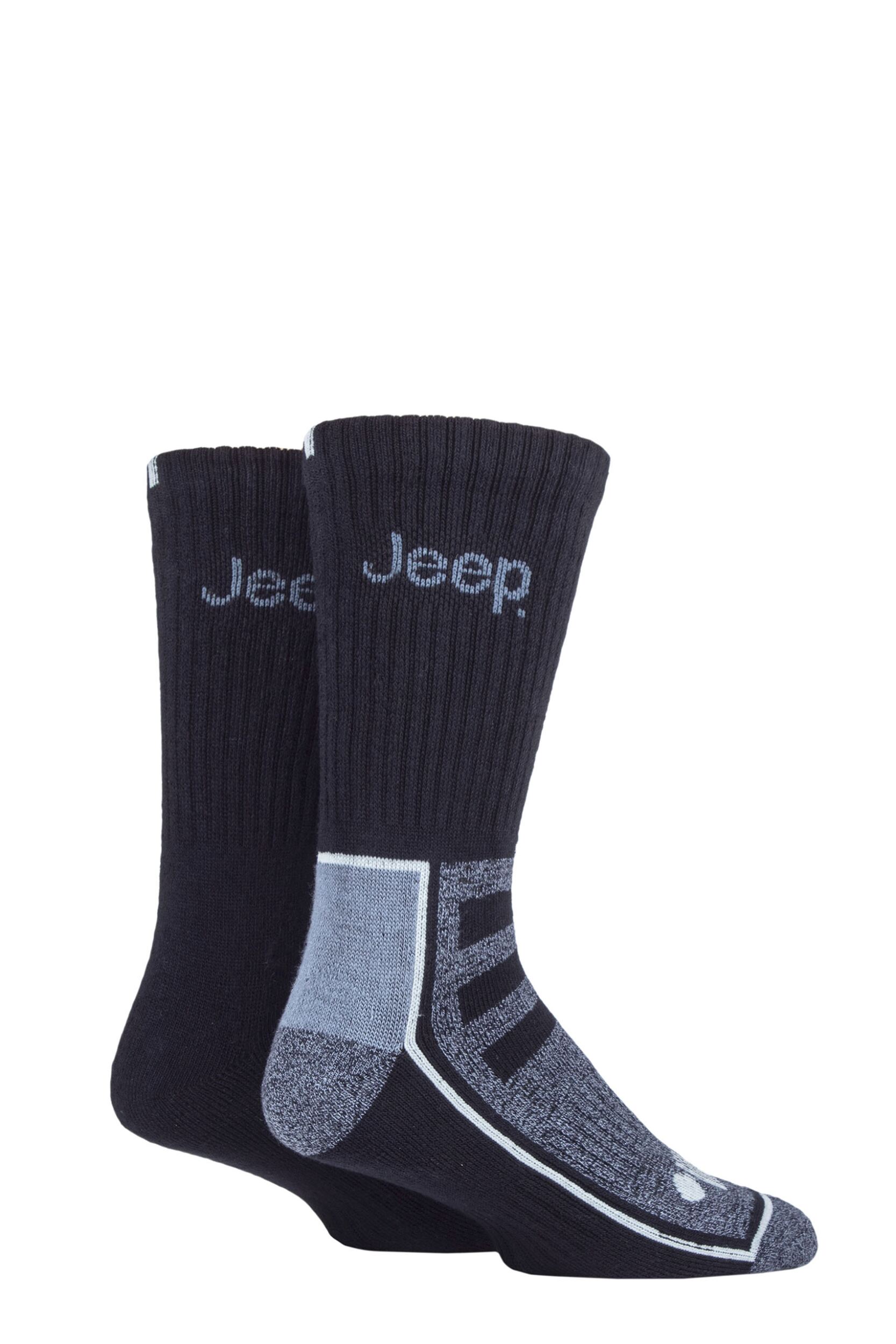 Mens 2 Pair Jeep Exclusive to SOCKSHOP Bamboo Boot Socks Navy / Blue 6-11 Mens