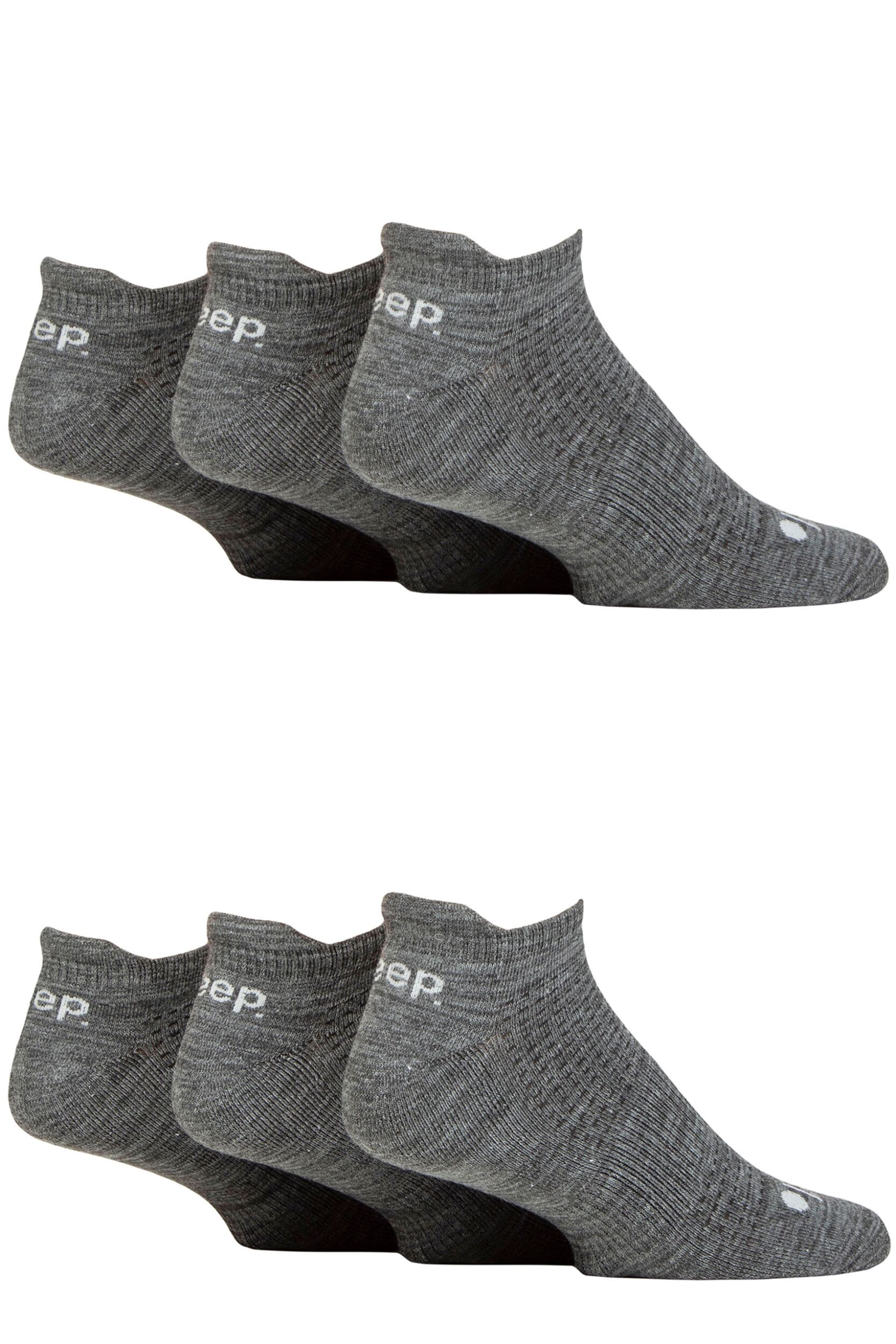 Mens 6 Pair Jeep Performance Trainer Socks Charcoal 6-11 Mens