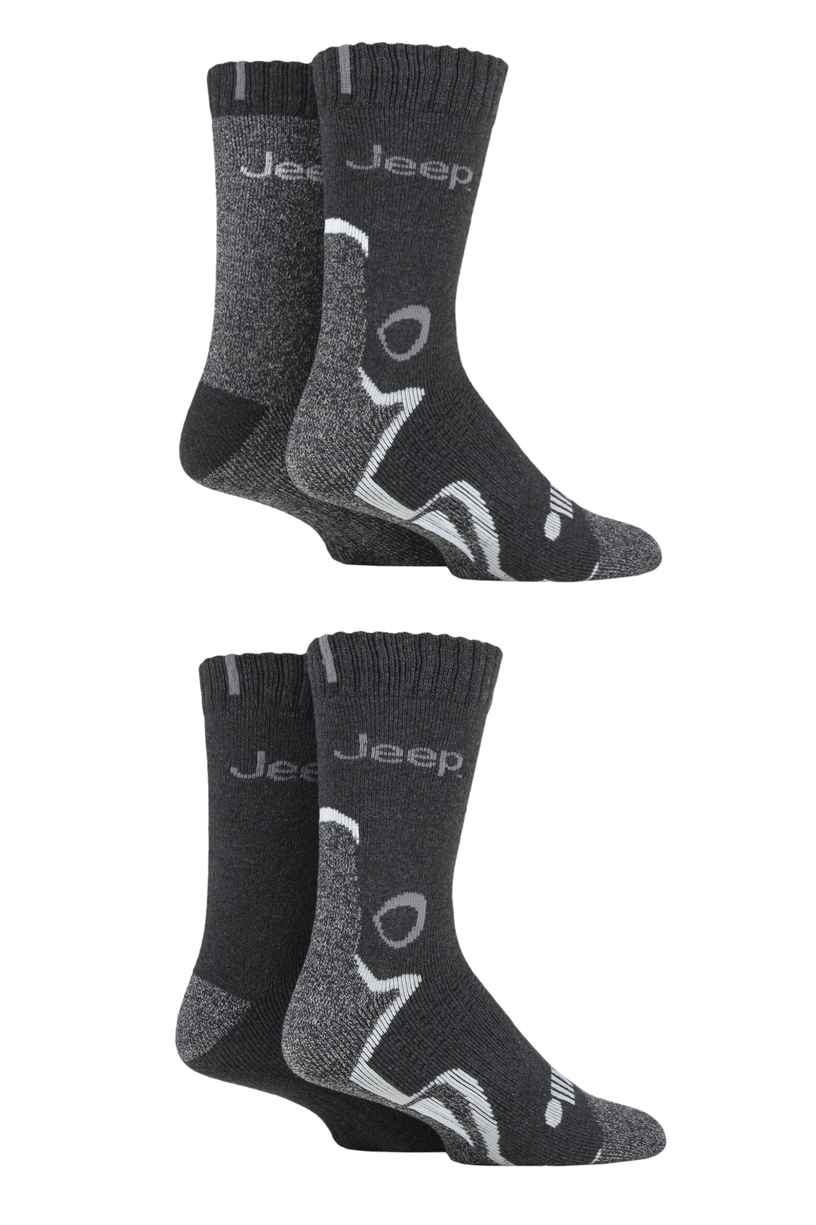 Mens 4 Pair Jeep Performance Boot Socks Charcoal 6-11 Mens