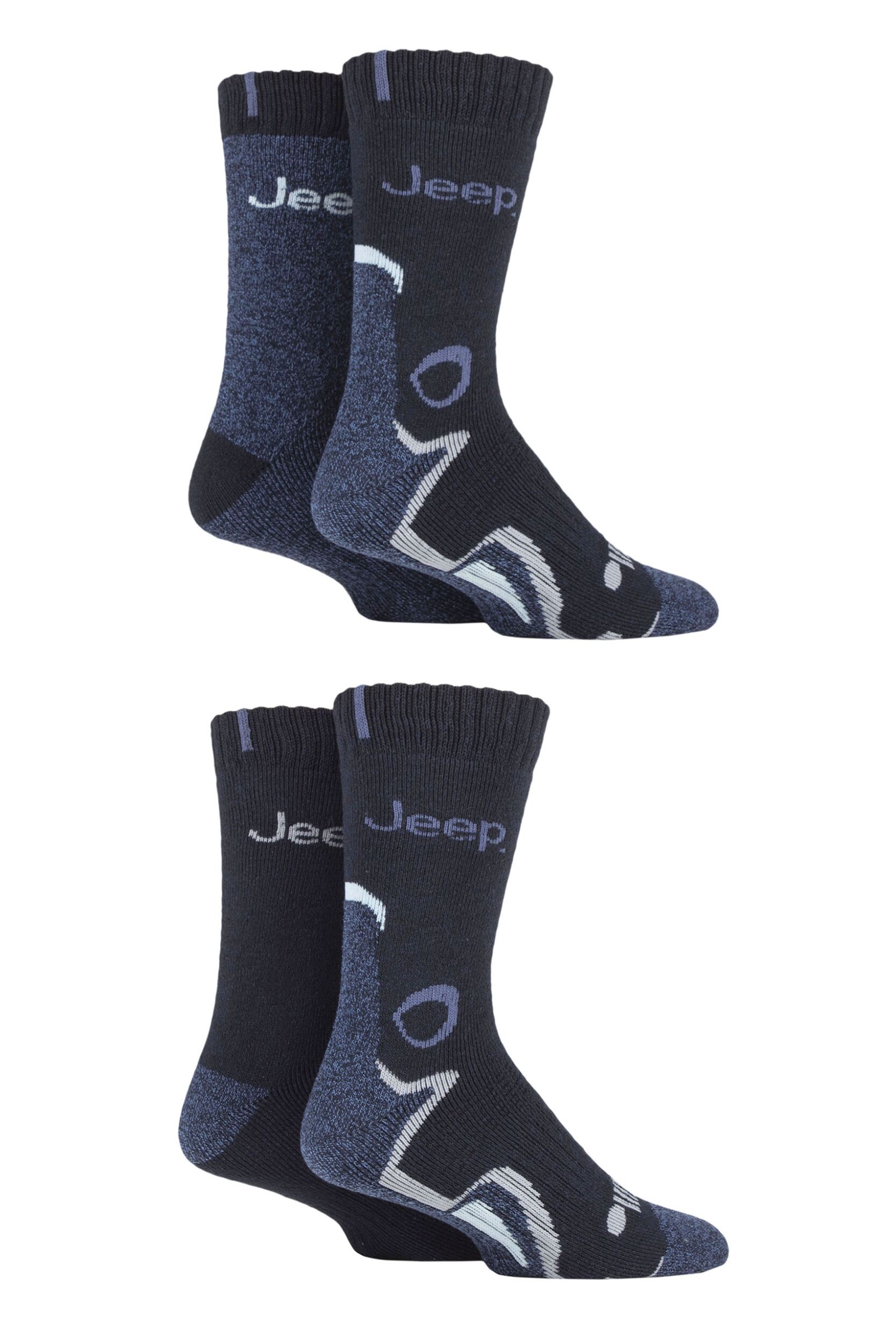 Mens 4 Pair Jeep Performance Boot Socks Navy 6-11 Mens