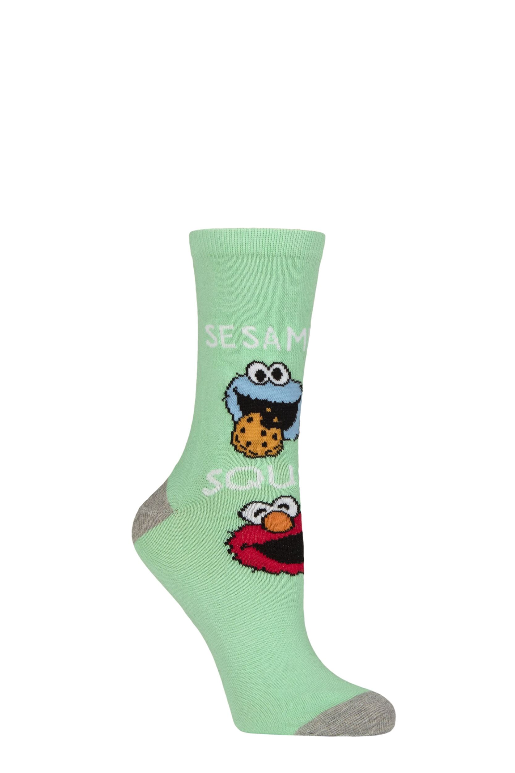 Women's 1 Pair SOCKSHOP Sesame Street Cotton Socks Multi 4-7 Women's