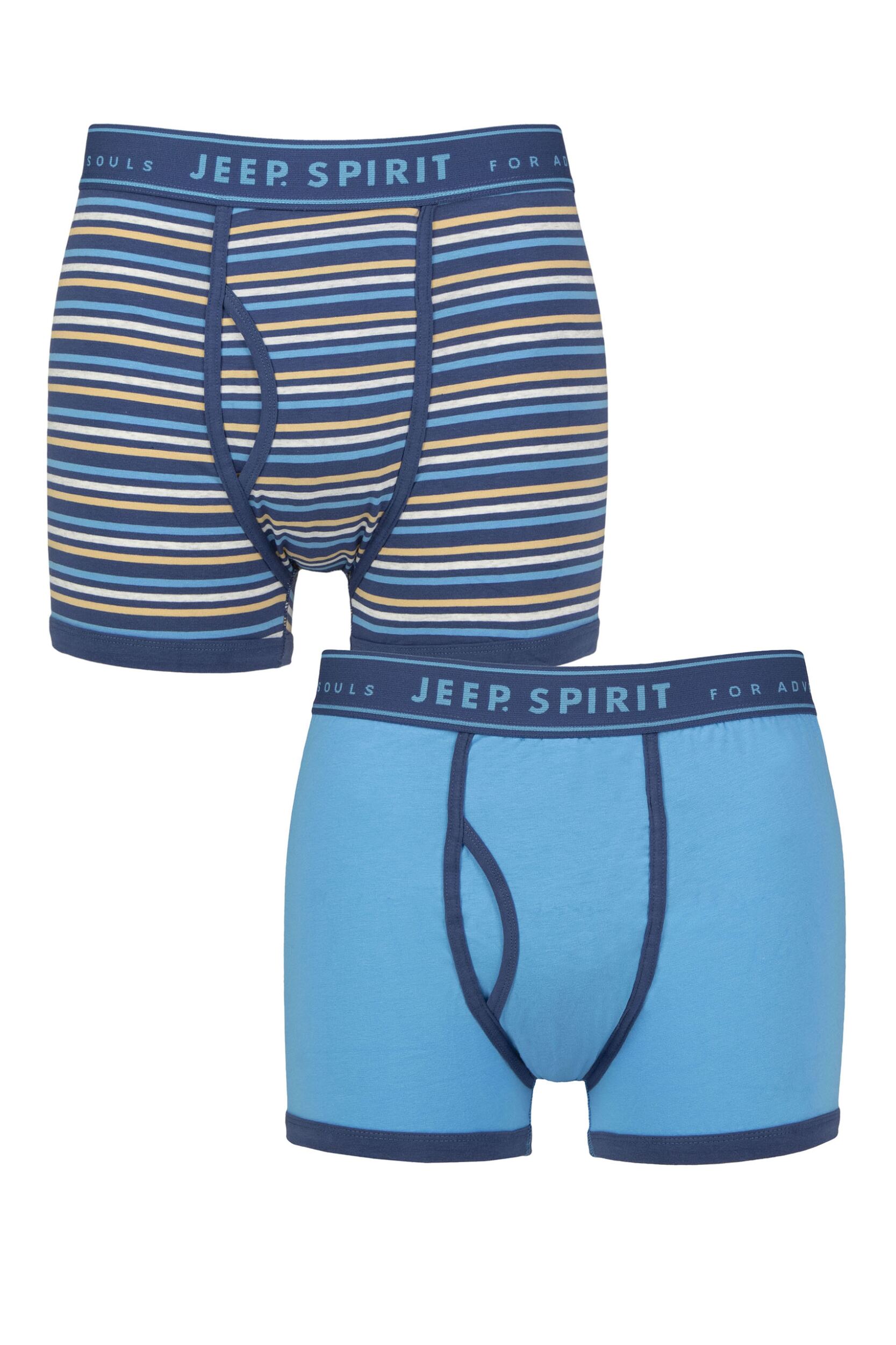 Mens 2 Pack Jeep Spirit Cotton Knitted Keyhole Trunks Navy / Denim S