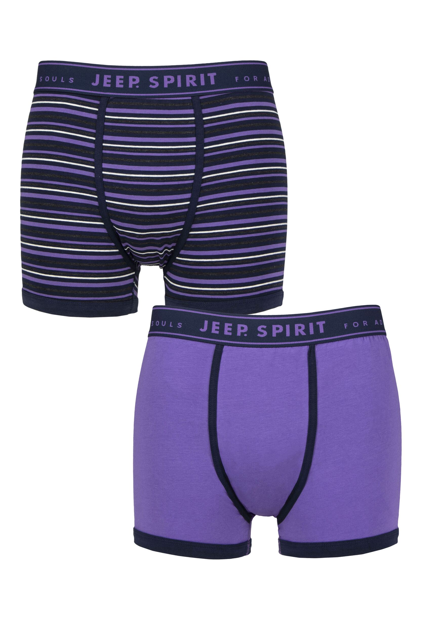 Image of Mens 2 Pack Jeep Spirit Cotton Knitted Fitted Trunks Dark Purple L