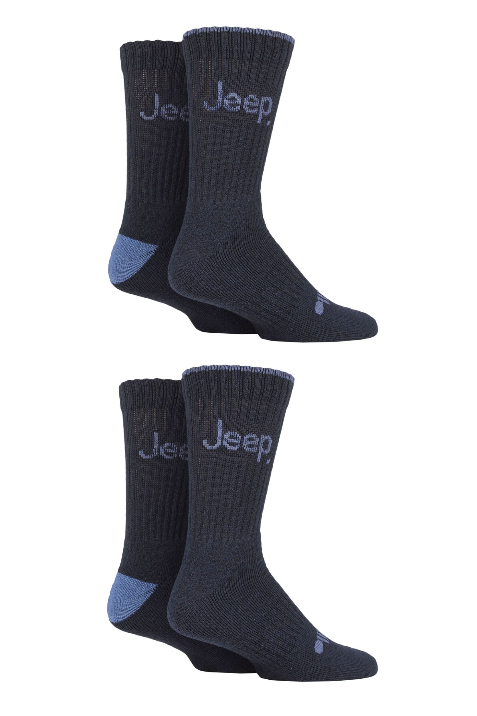 Mens 4 Pair Jeep Performance Boot Socks Navy / Denim 6-11 Mens