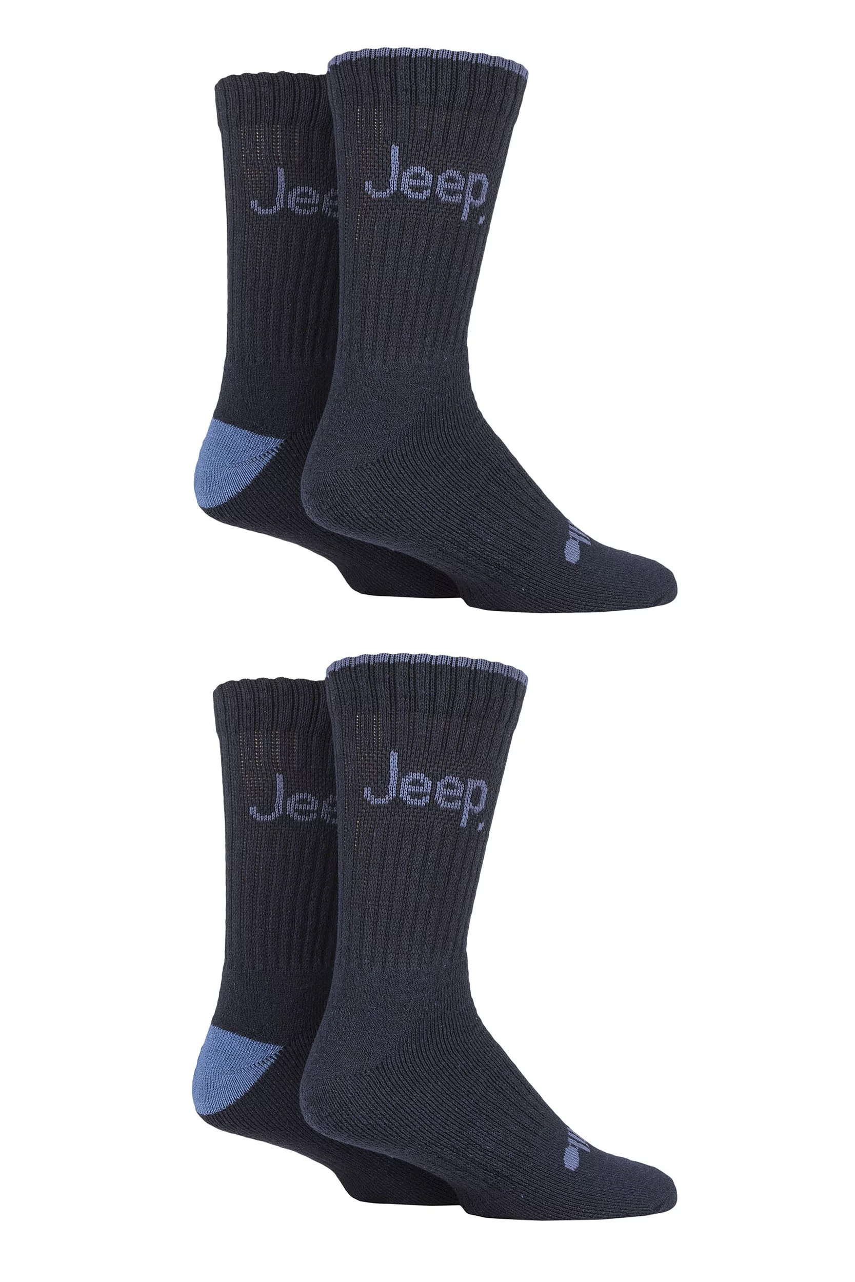 Mens 4 Pair Jeep Performance Boot Socks Navy / Denim 6-11 Mens