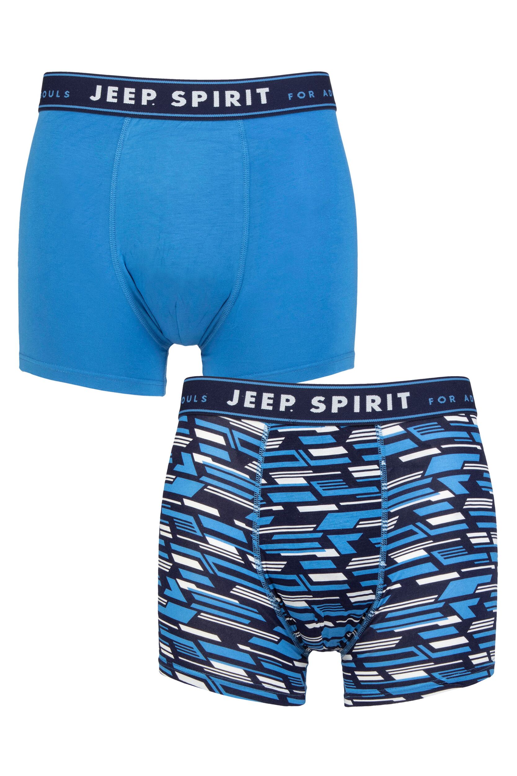 Mens 2 Pack Jeep Camo Printed Bamboo Trunks Navy / Blue M