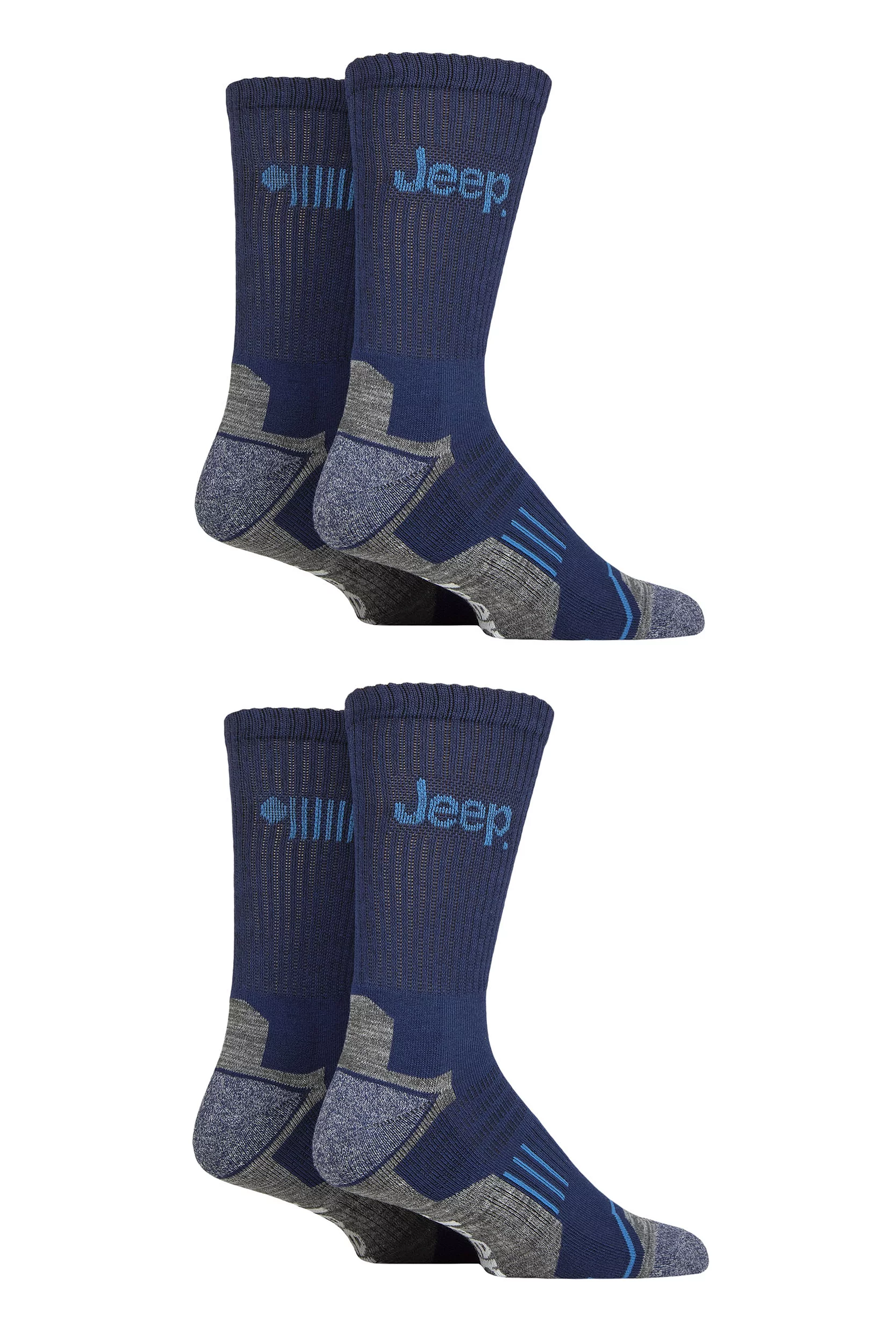 Mens 4 Pair Jeep Technical Performance Crew Sports Socks Navy 6