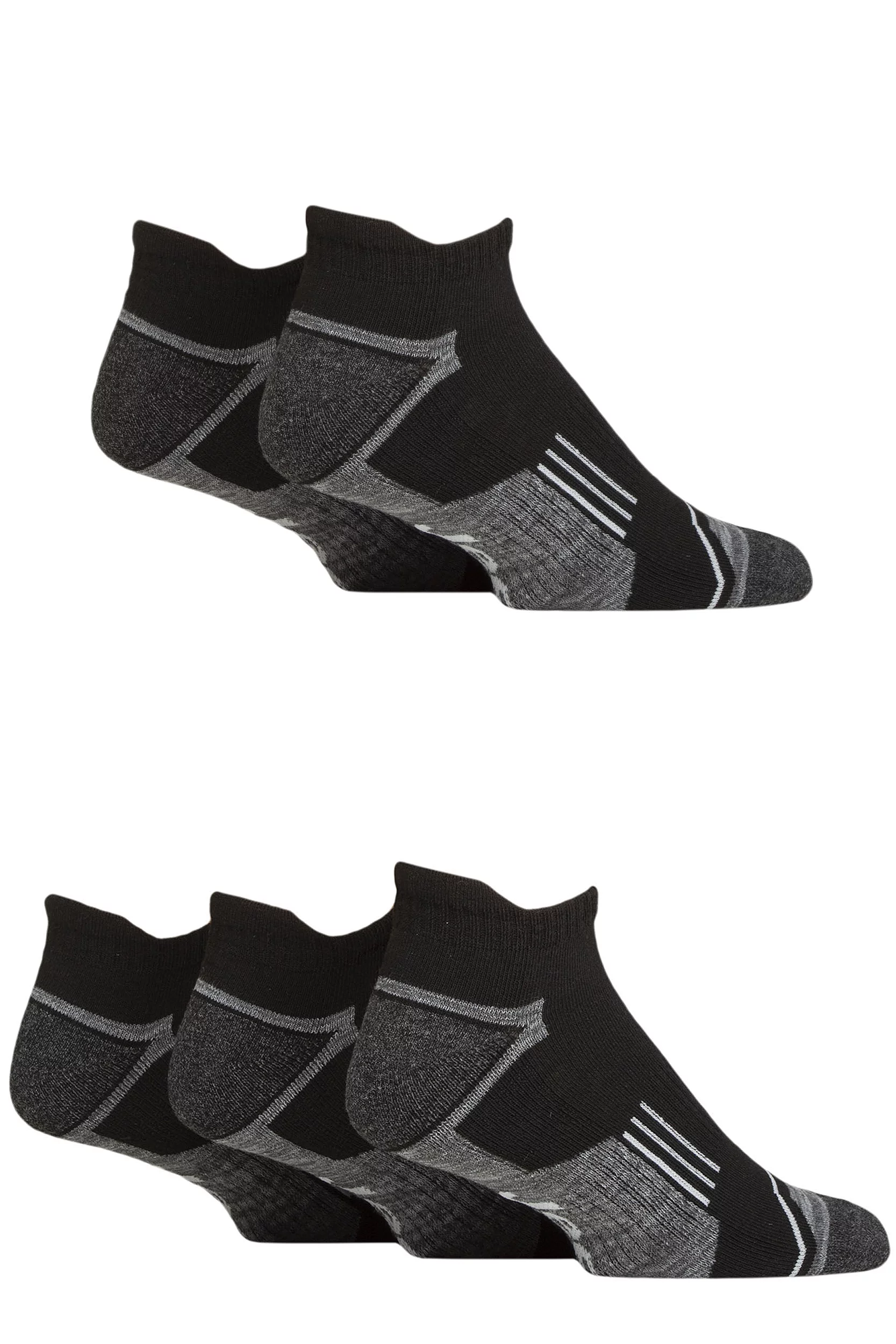 Mens 5 Pair Jeep Technical Trainer Sport Socks Black 6