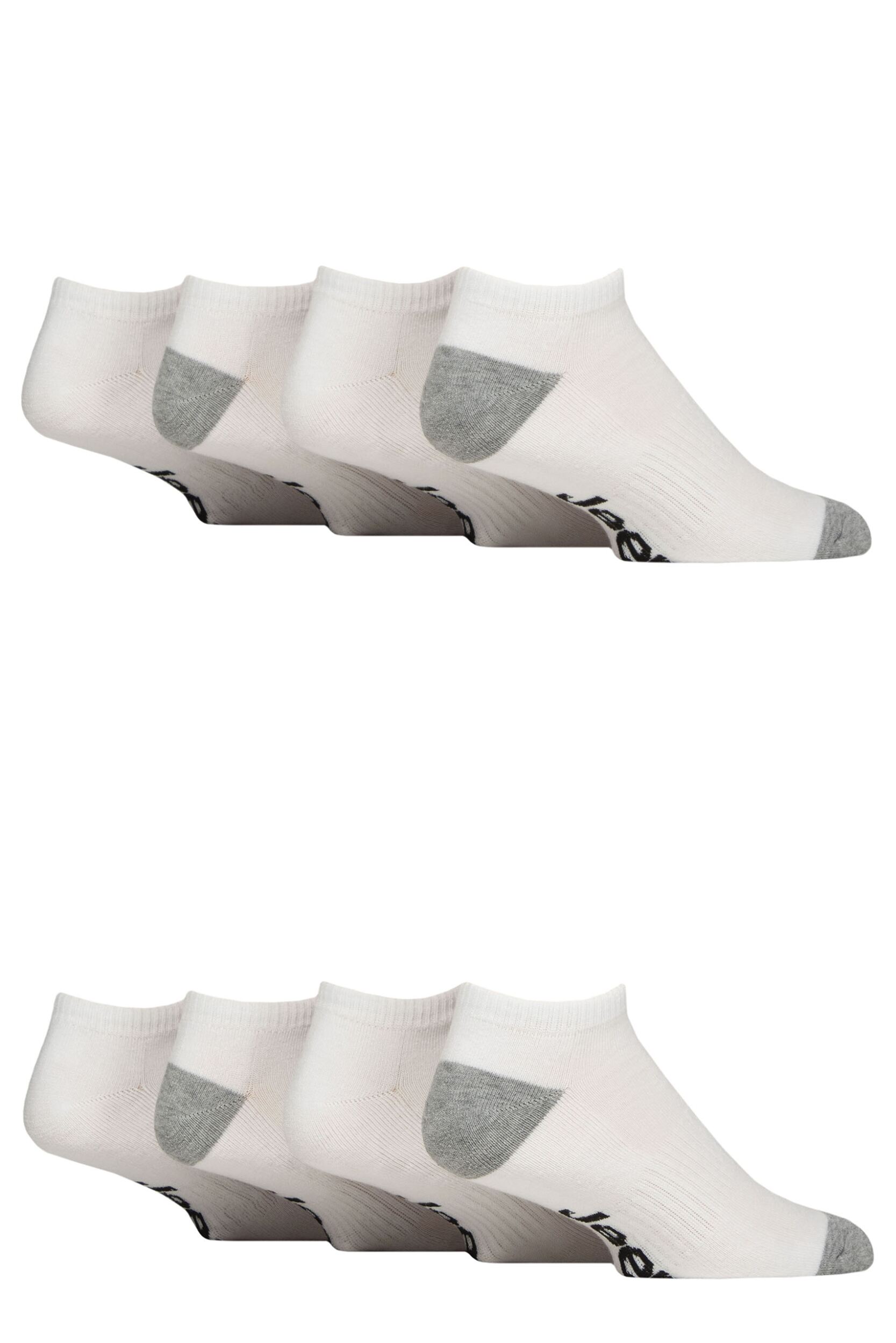 Mens 8 Pair Jeep Sport and Leisure Trainer Socks White 6-11