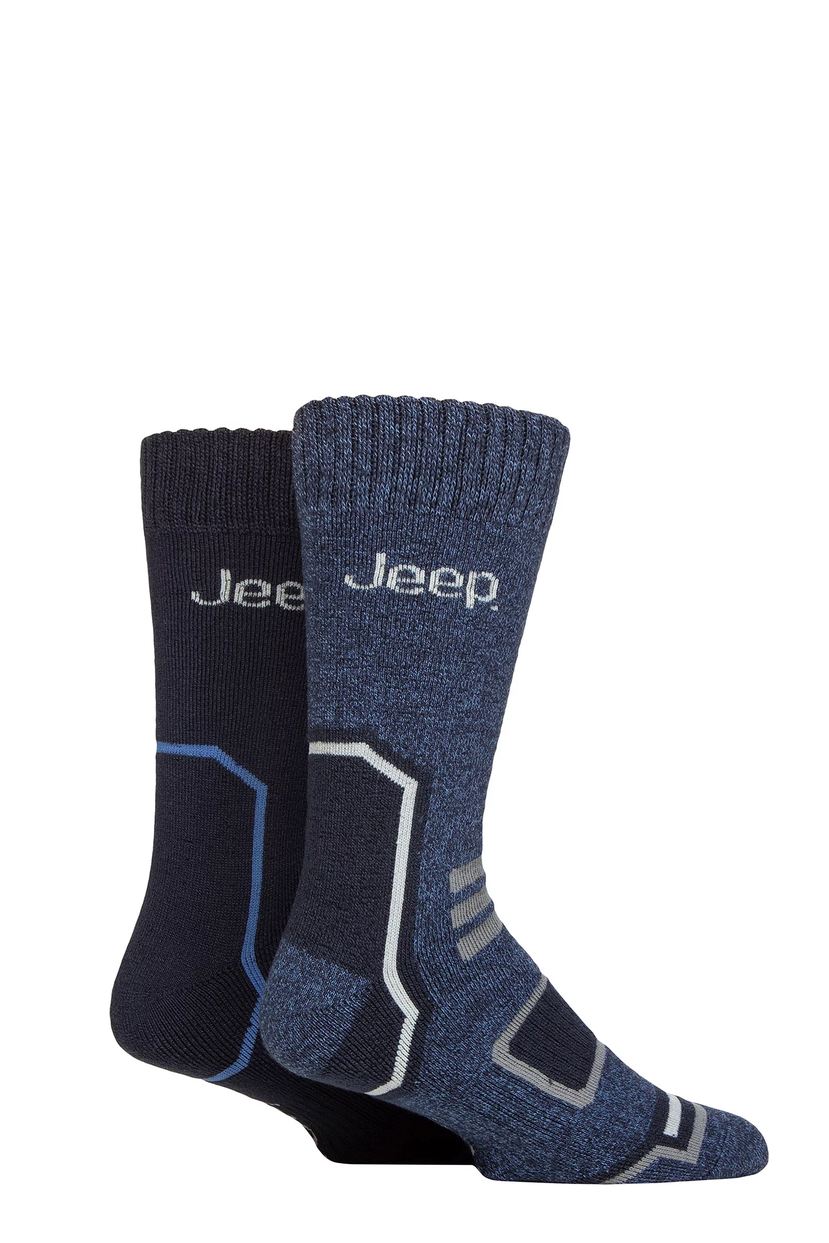 Mens 2 Pair Jeep Thermal Boot Socks Navy / Blue 6