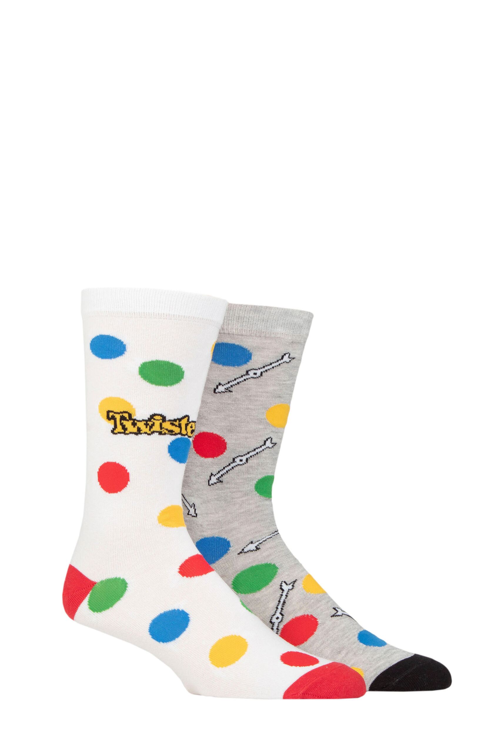 Image of Mens and Women's 2 Pair SOCKSHOP Twister Cotton Socks Assorted 6-11 Mens