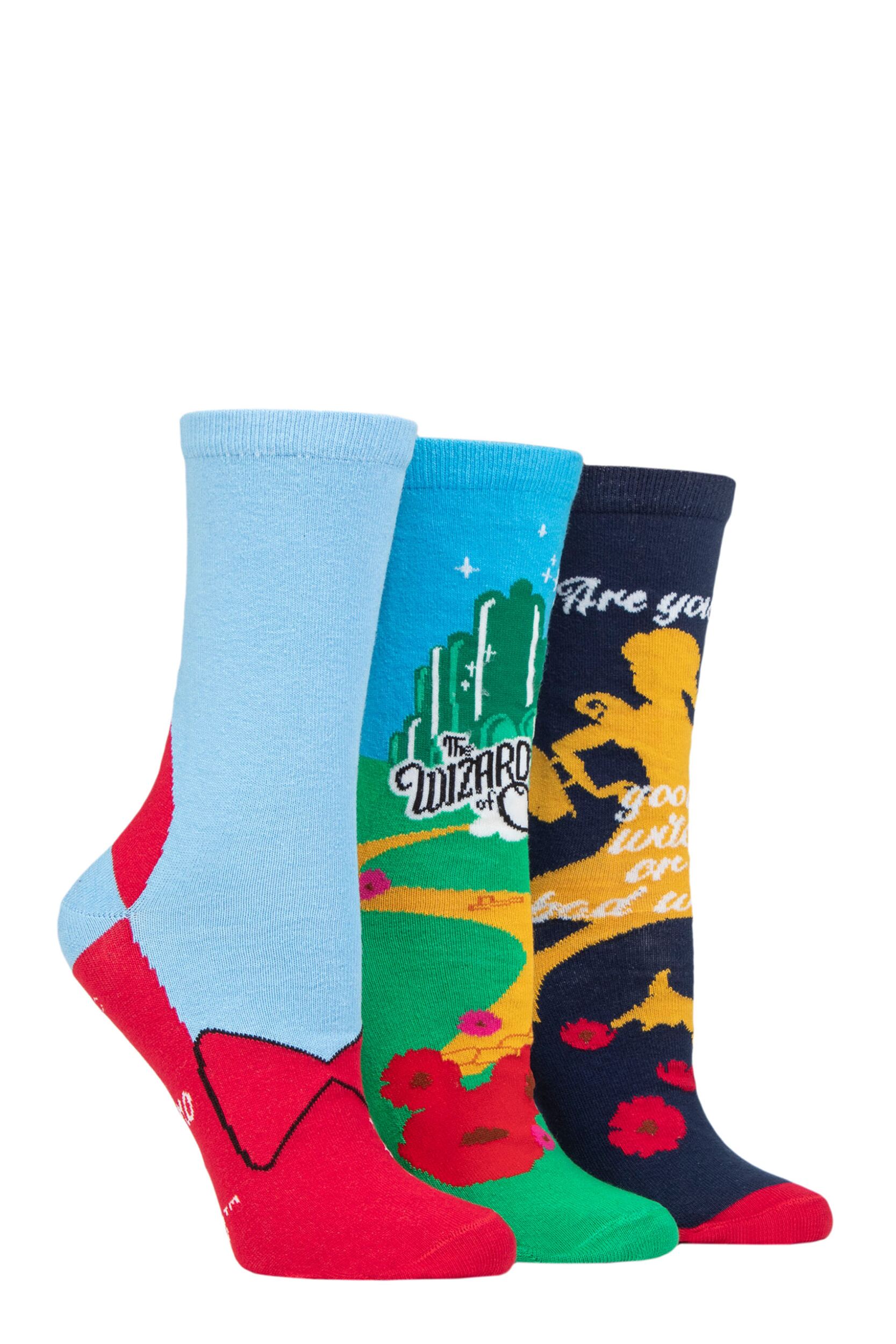 Women's 3 Pair SOCKSHOP Wizard of Oz Cotton Socks Assorted 4-8 Ladies