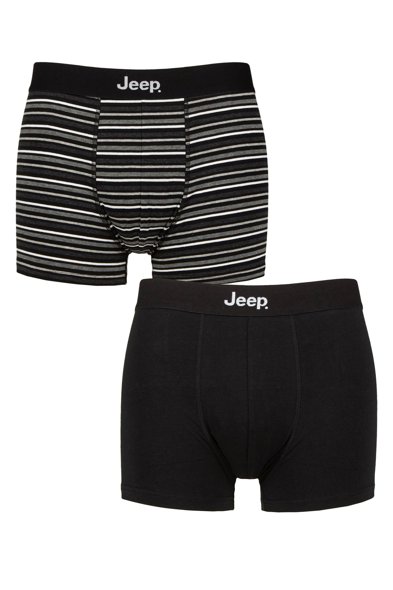 Image of Mens 2 Pack Jeep Cotton Fitted Trunks Black / Charcoal L