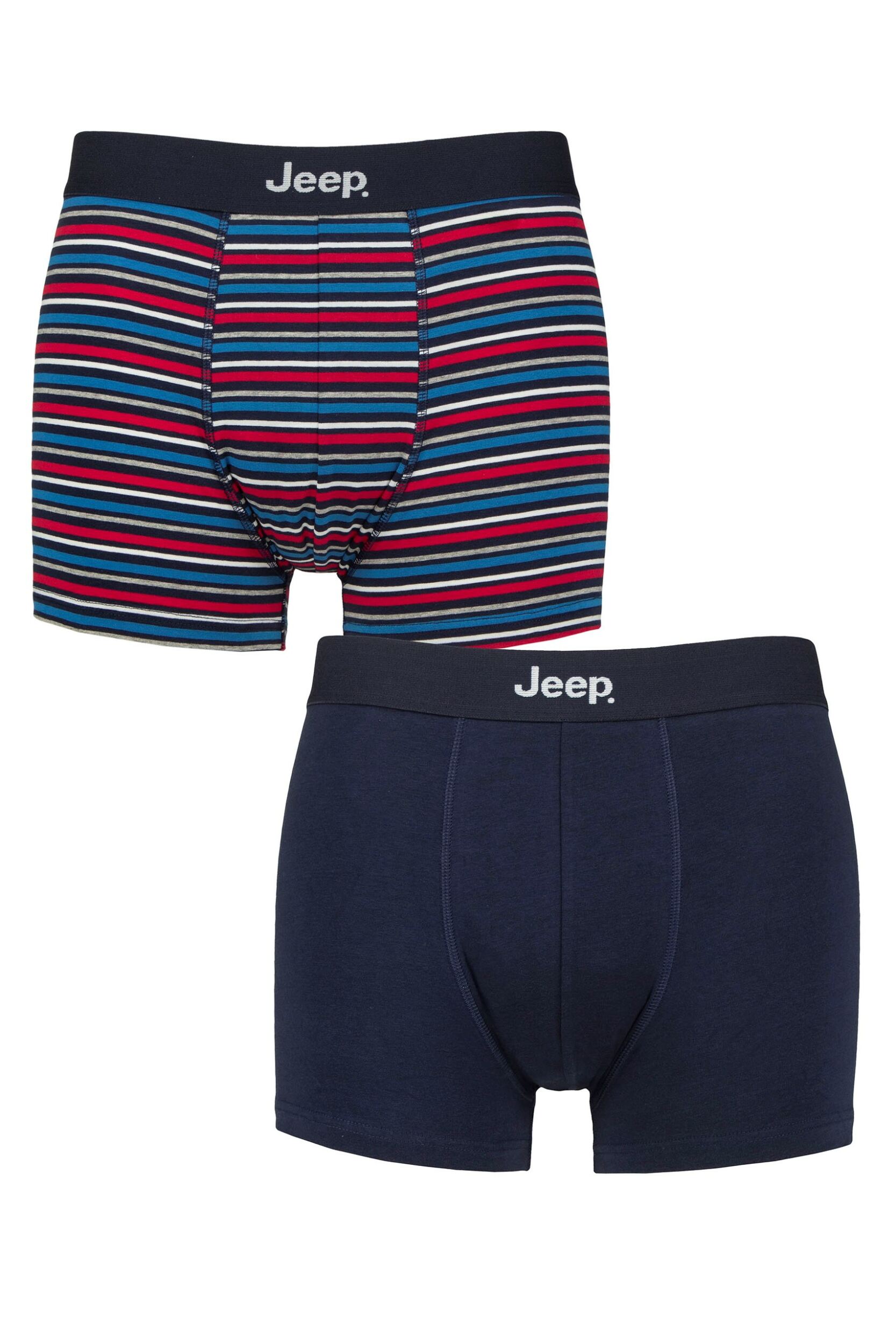 Image of Mens 2 Pack Jeep Cotton Fitted Trunks Navy / Blue M