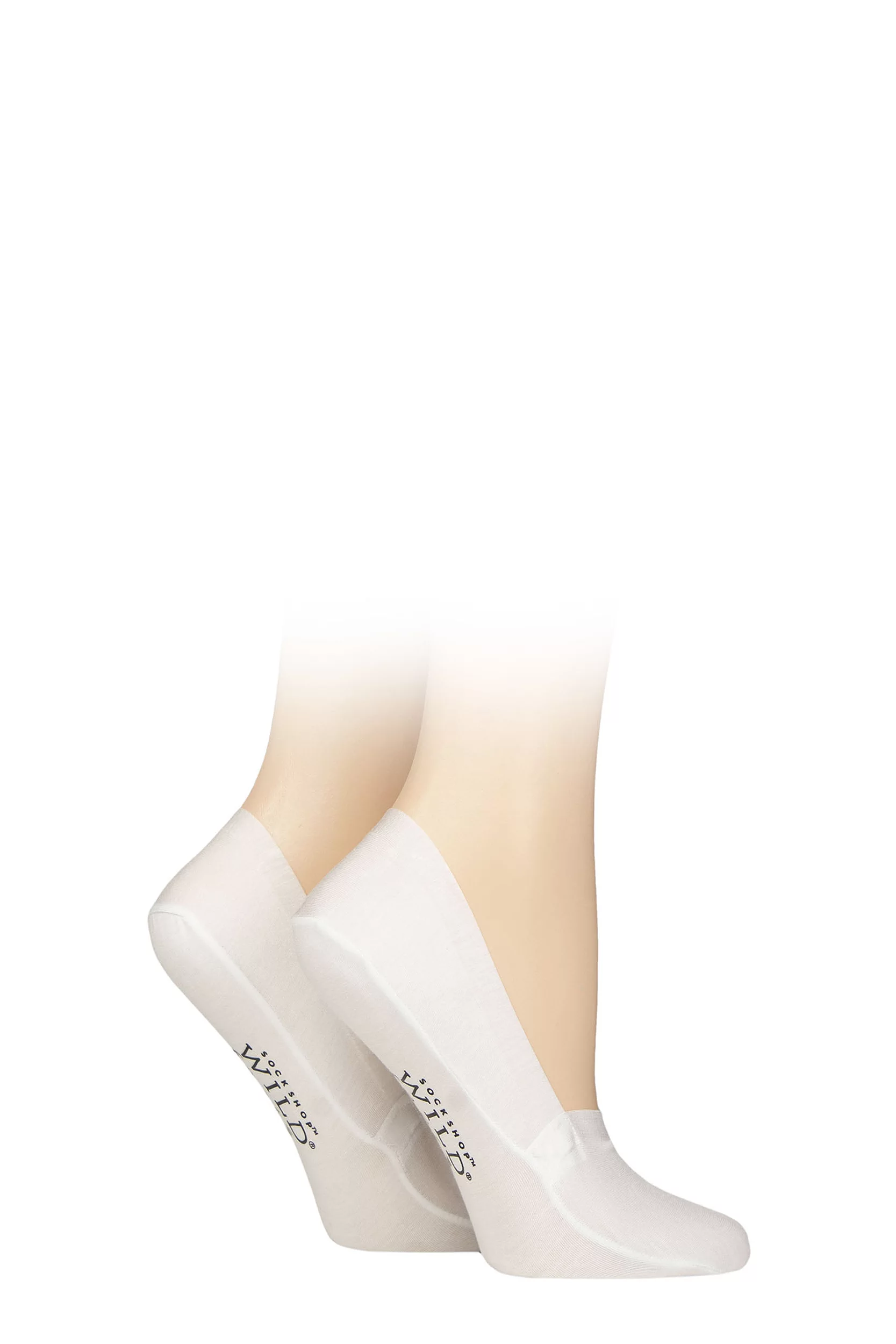 Womens 2 Pair SOCKSHOP Wildfeet Bamboo Loafer Liner Socks White 4