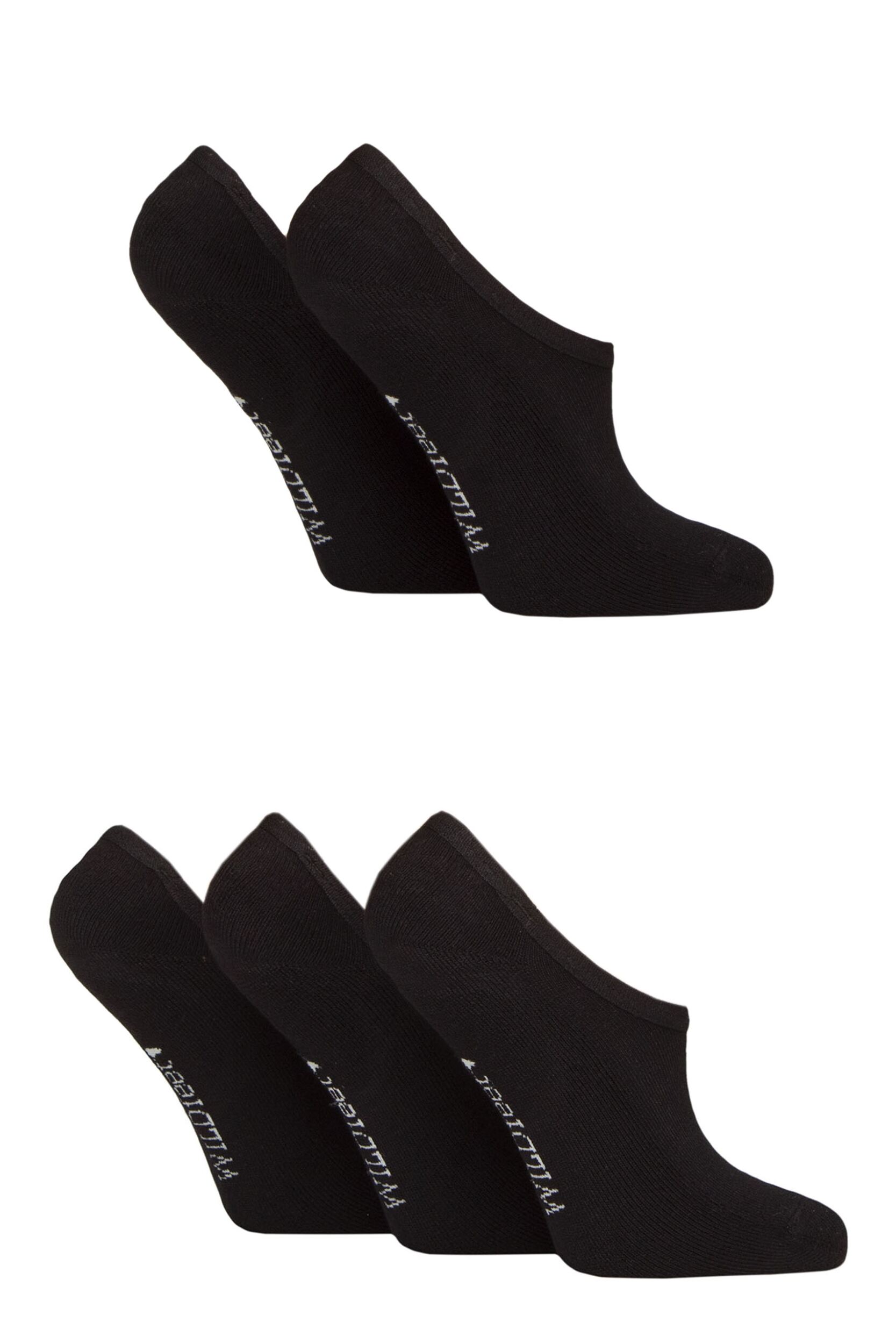 Women's 5 Pair SOCKSHOP Wildfeet Plain Bamboo Half-Cushioned Shoe Liner Socks Black 4-8
