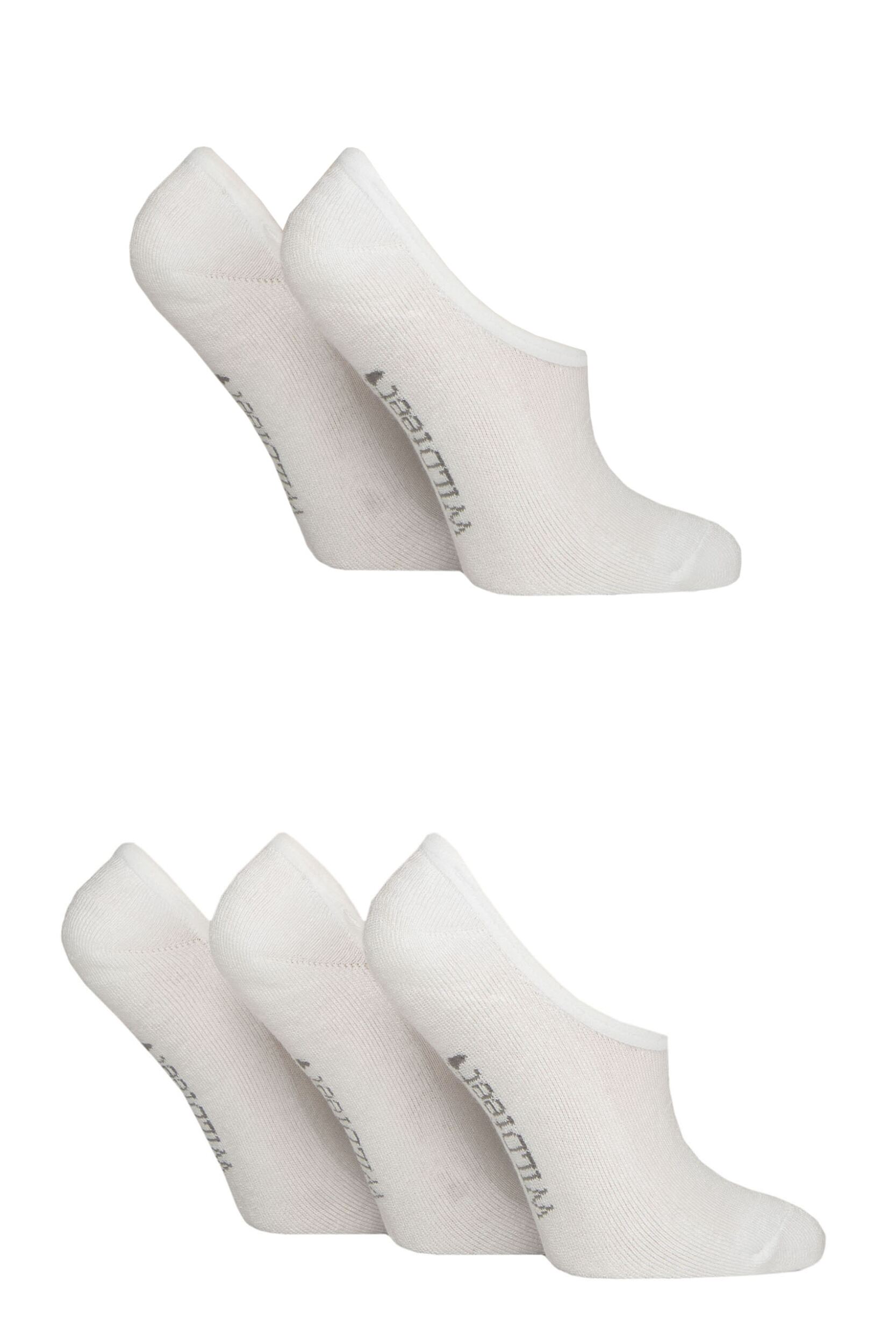 Women's 5 Pair SOCKSHOP Wildfeet Plain Bamboo Half-Cushioned Shoe Liner Socks White 4-8