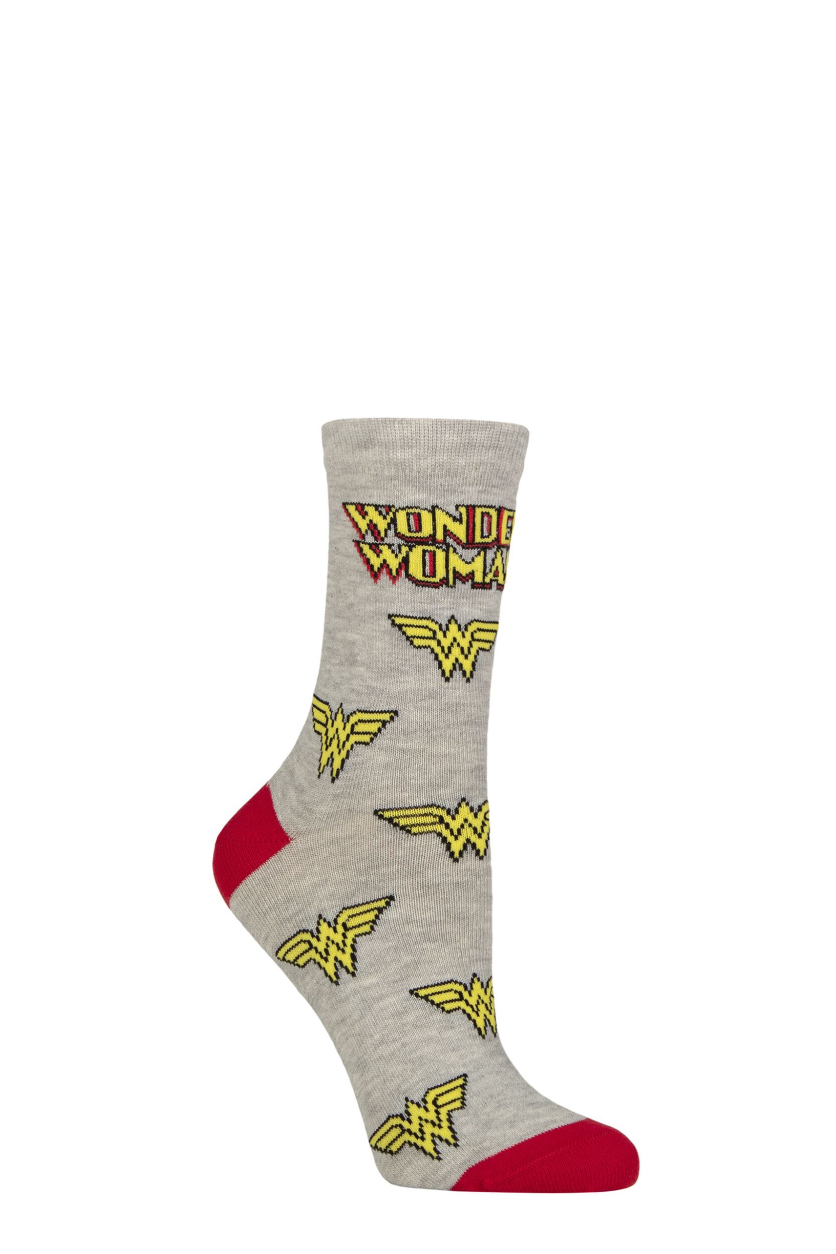 Women’s 1 Pair SOCKSHOP DC Wonder Woman Cotton Socks Multi 4-7 Women’s