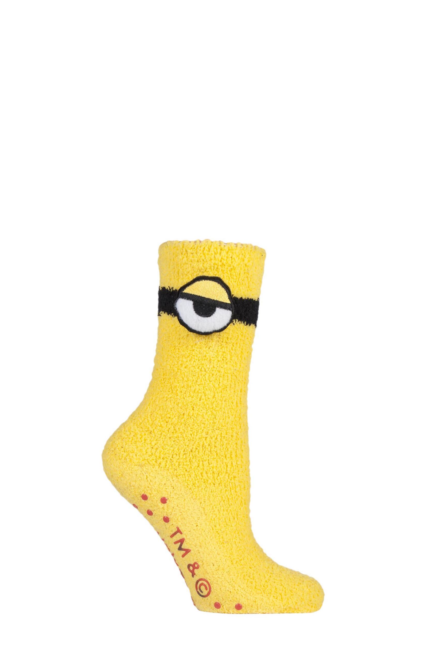 1 Pair Assorted Minions Slipper Socks with Grips Ladies 4-8 Ladies - Film & TV Characters