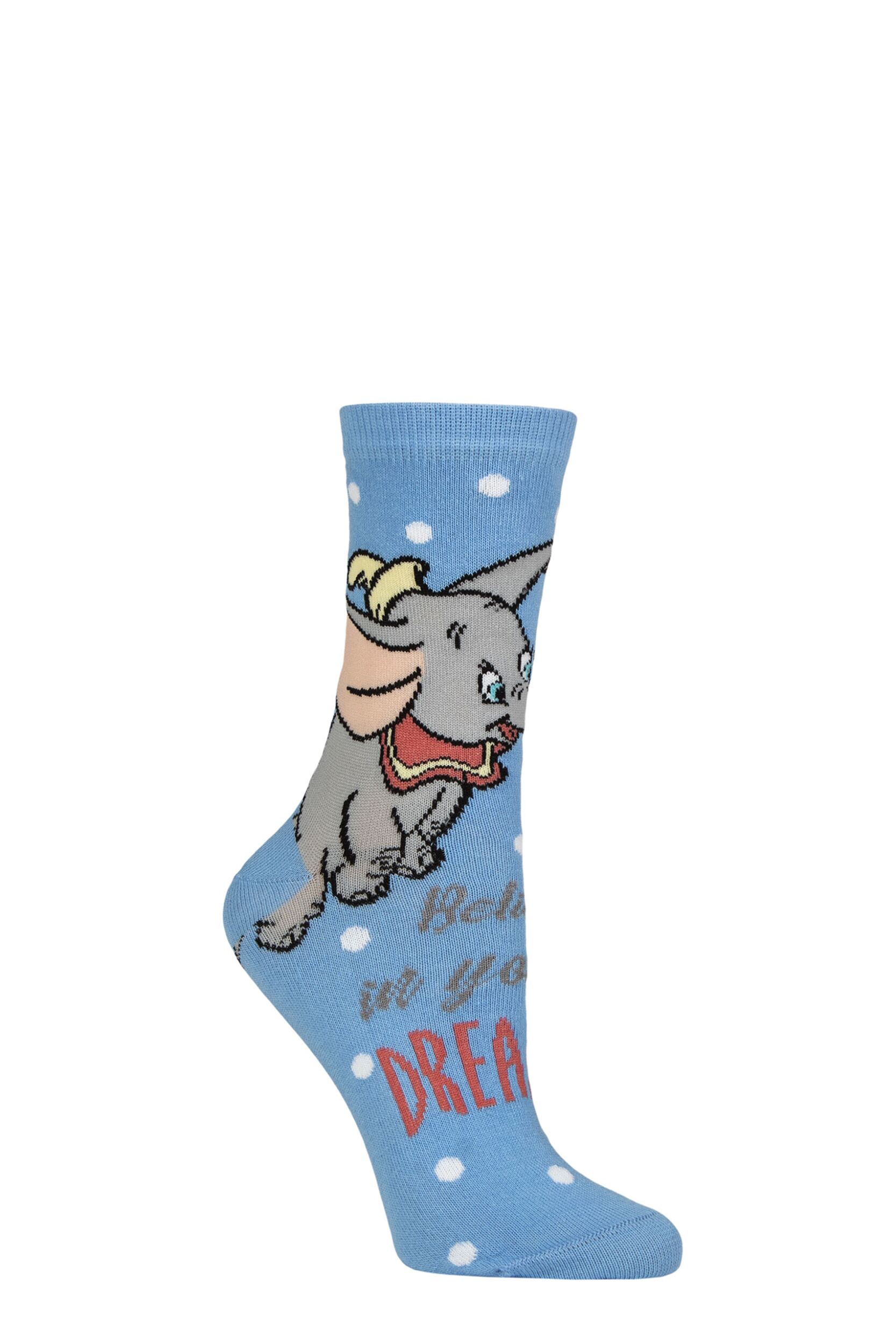Women's 1 Pair SOCKSHOP Disney Dumbo Cotton Socks Multi 4-7 Women's