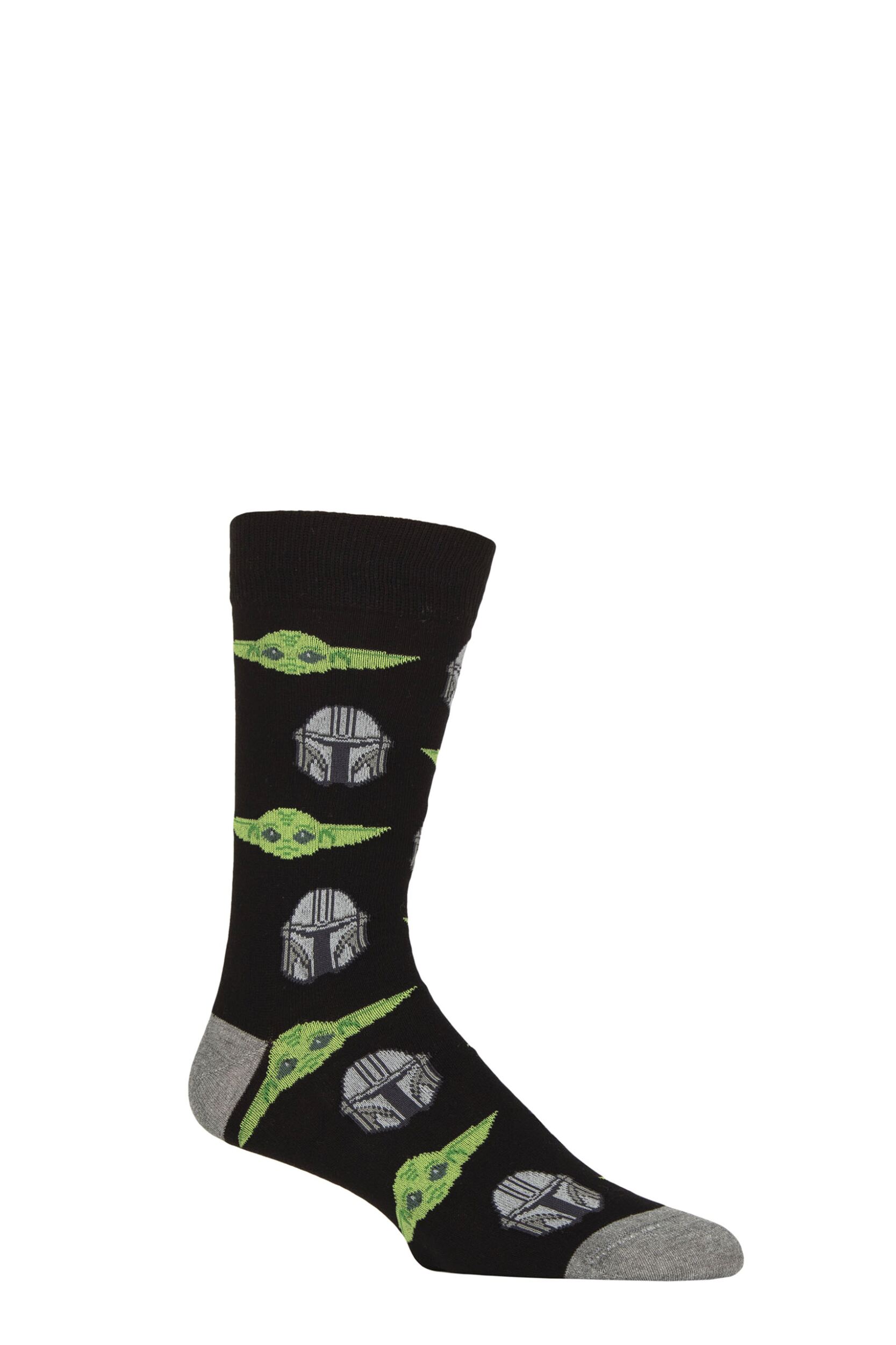 Image of Mens 1 Pair SOCKSHOP Star Wars The Mandalorian Cotton Socks Multi 6-11 Mens