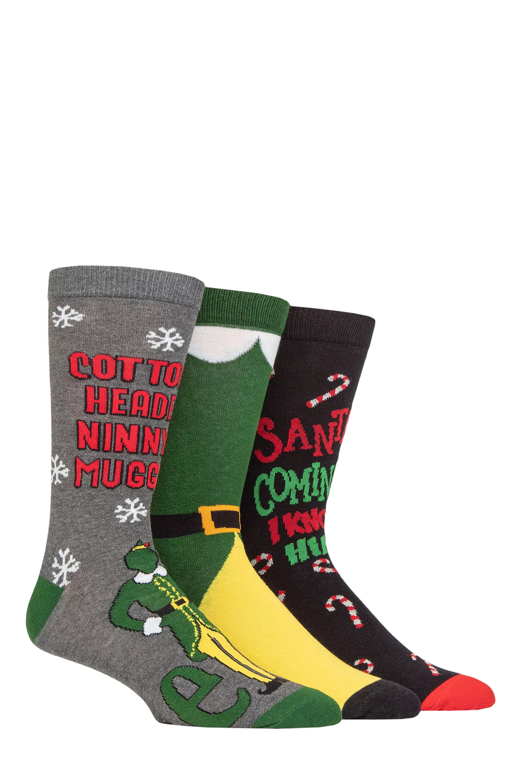 Mens and Women's 3 Pair SOCKSHOP Elf Cotton Socks Assorted 6-11 Mens