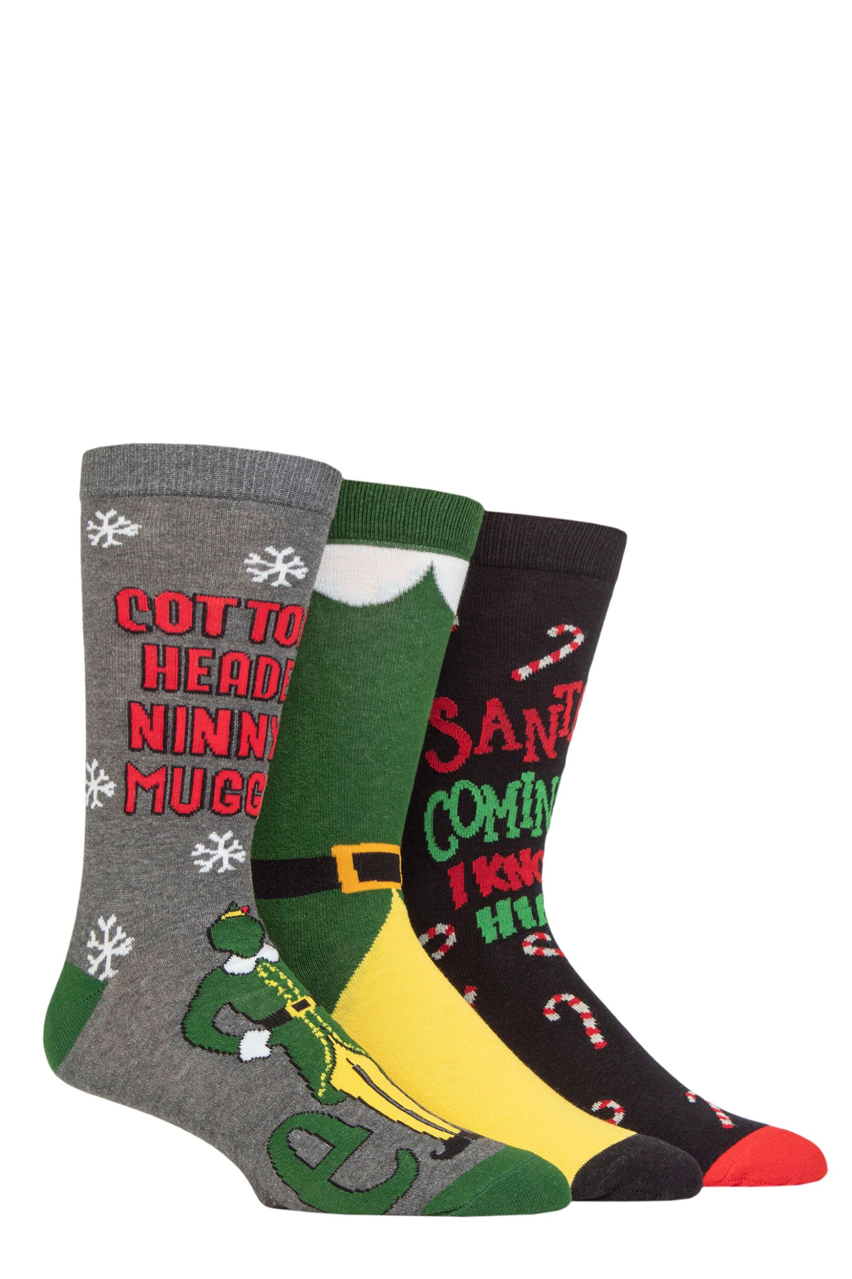 Mens and Women's 3 Pair SOCKSHOP Elf Cotton Socks Assorted 4-8 Ladies