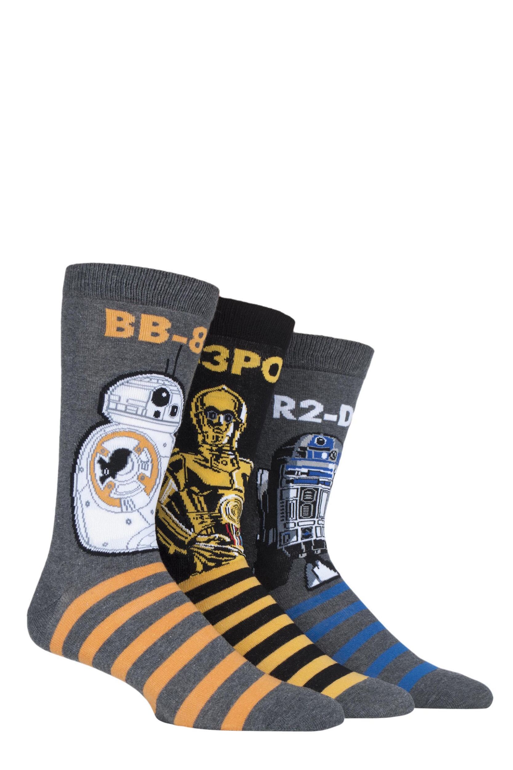 Image of 3 Pair Assorted Cotton Socks Mens11-13 Mens - Film & TV Characters
