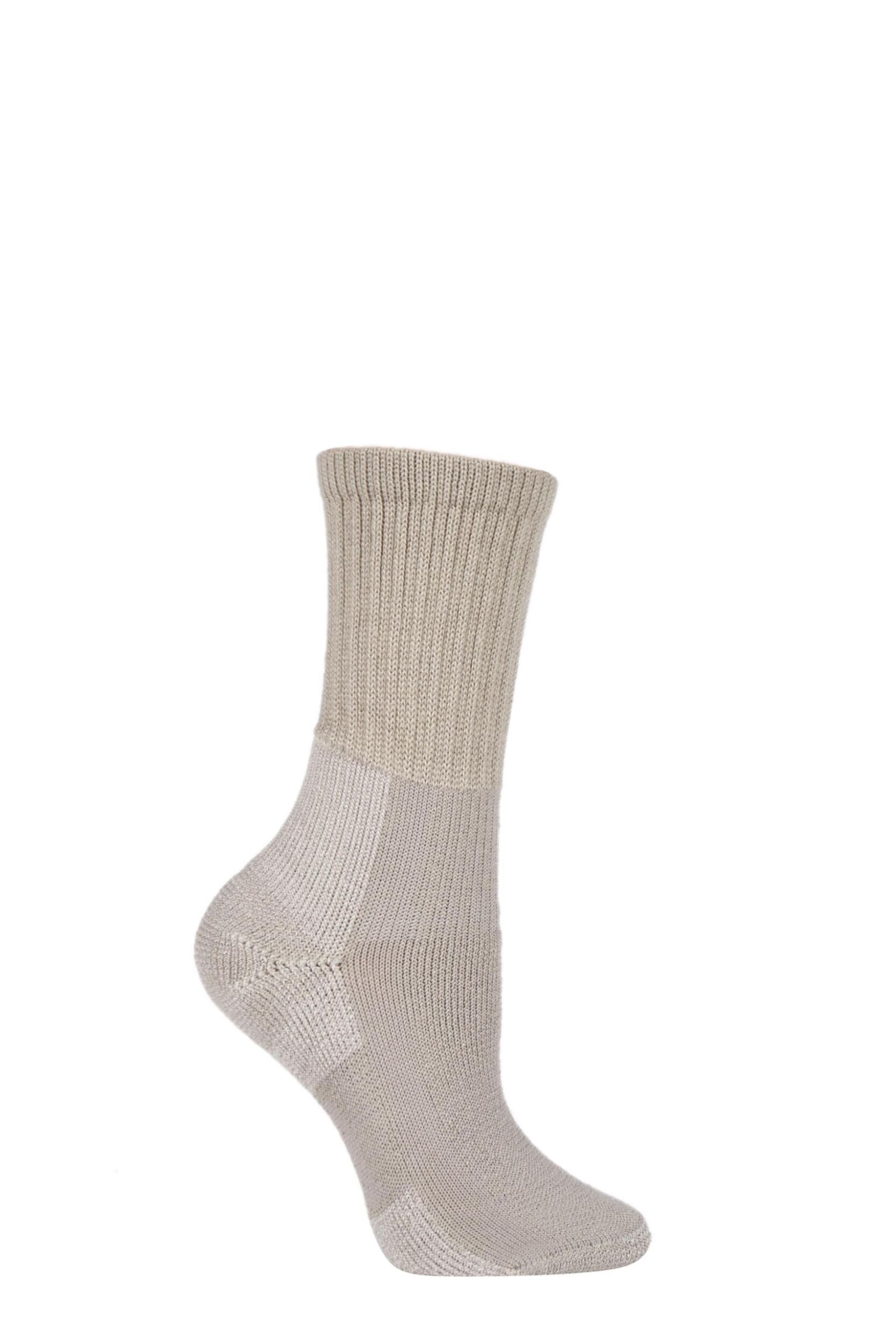 1 Pair Khaki Hiking Thick Cushion Socks With Thorlon Ladies 8-9.5 Ladies - Thorlos