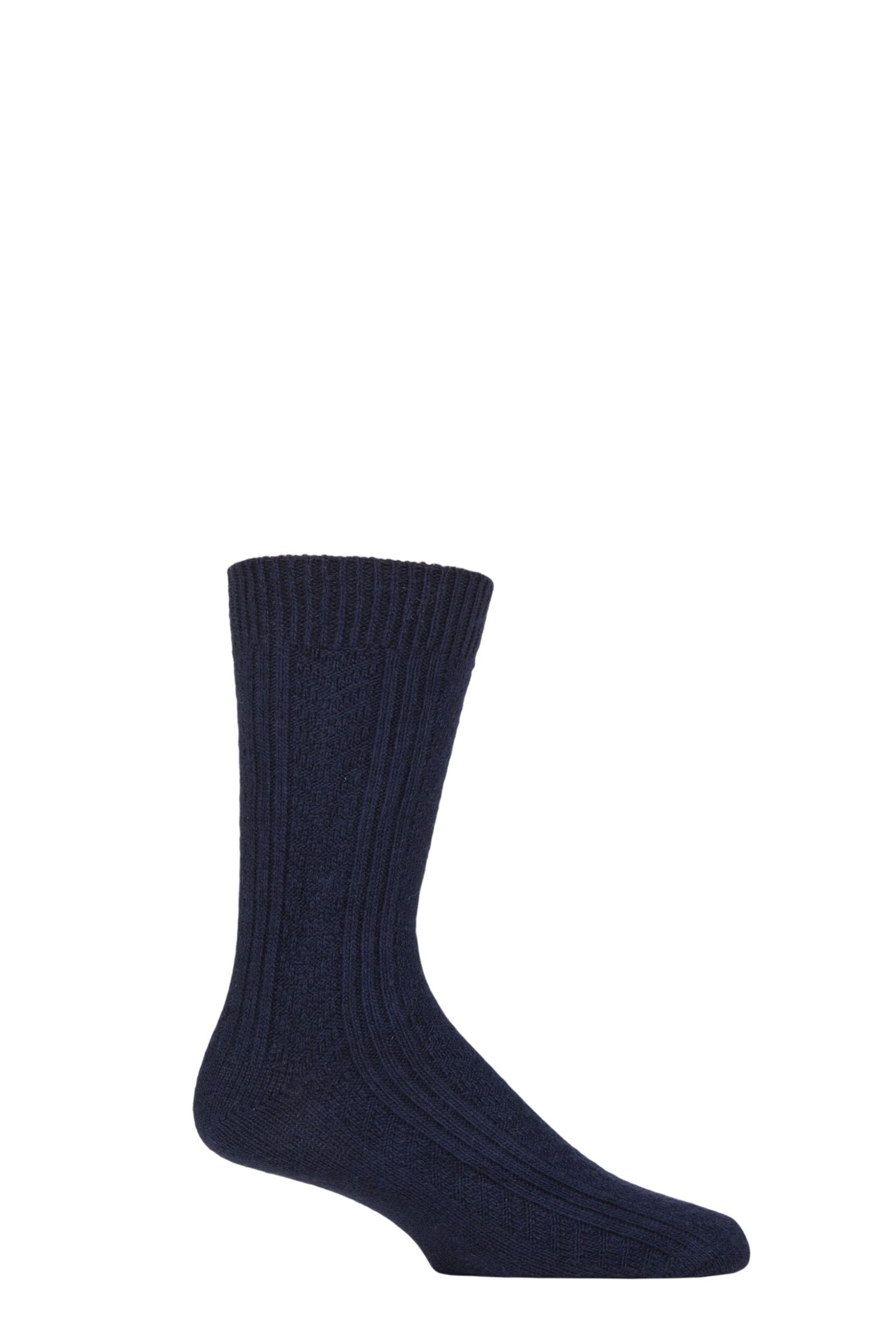 Mens Pringle 1 Pair Cashmere and Merino Wool Blend Luxury Socks Navy 7-11