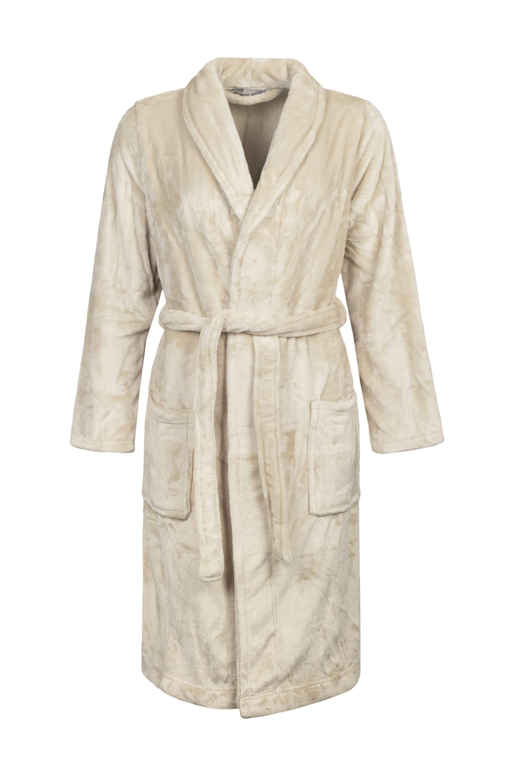 Women's 1 Pack SOCKSHOP Heat Holders Fleece Dressing Gown White Sand M