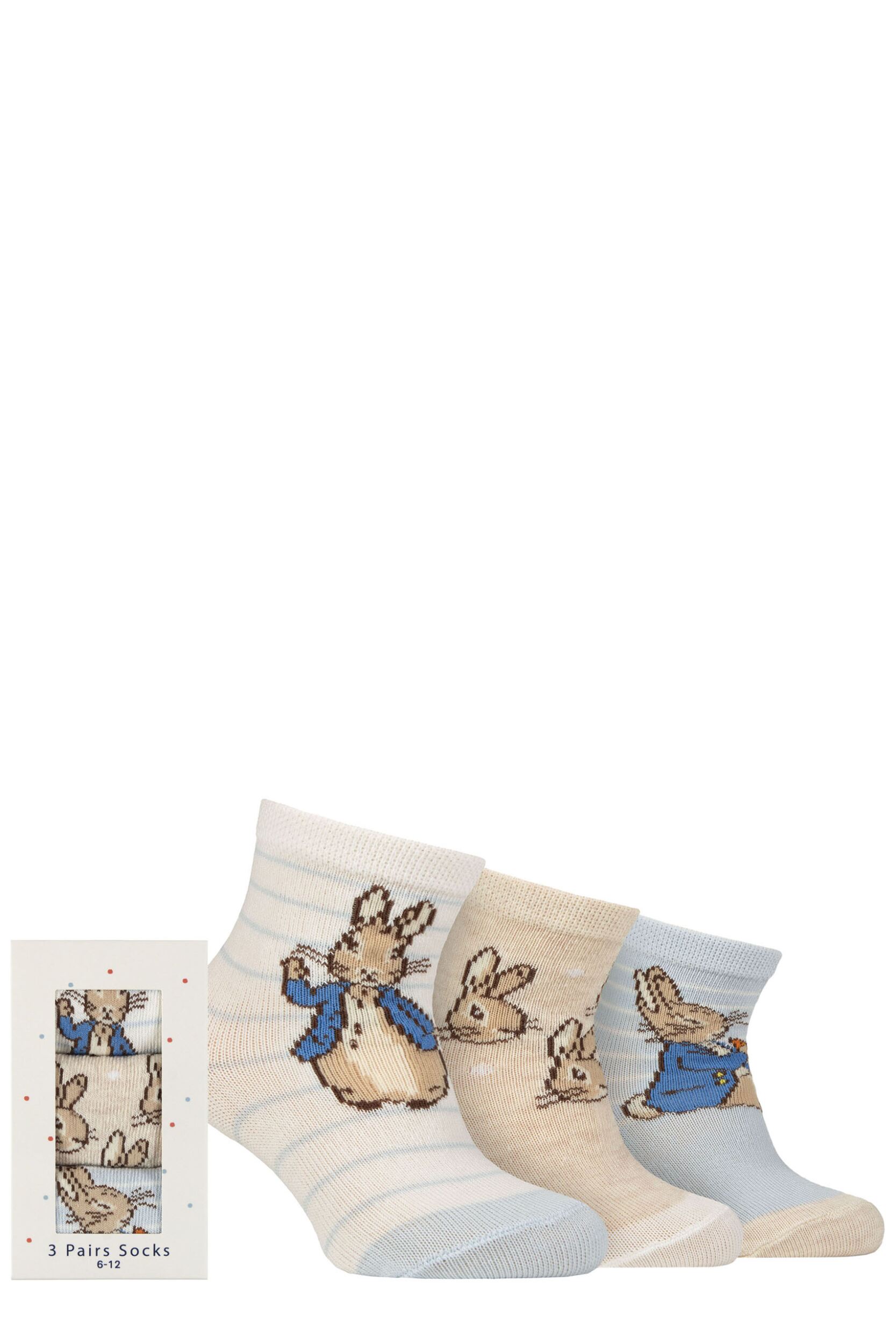 Image of Babies and Toddler 3 Pair Beatrix Potter Peter Rabbit Gift Boxed Cotton Socks Multi 0-6 Months