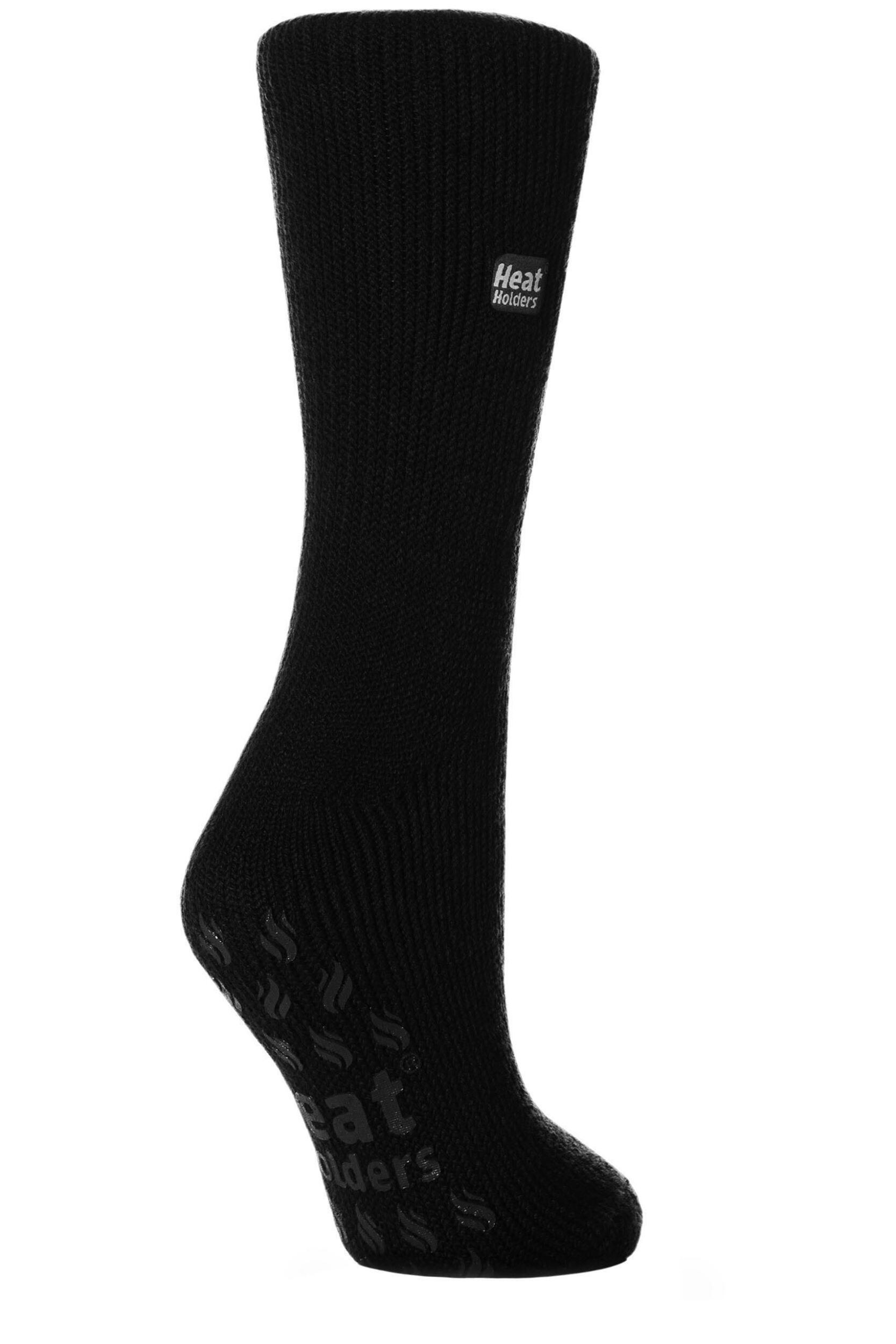 Women's 1 Pair SOCKSHOP Heat Holders 2.3 TOG Plain Thermal Slipper Socks Black