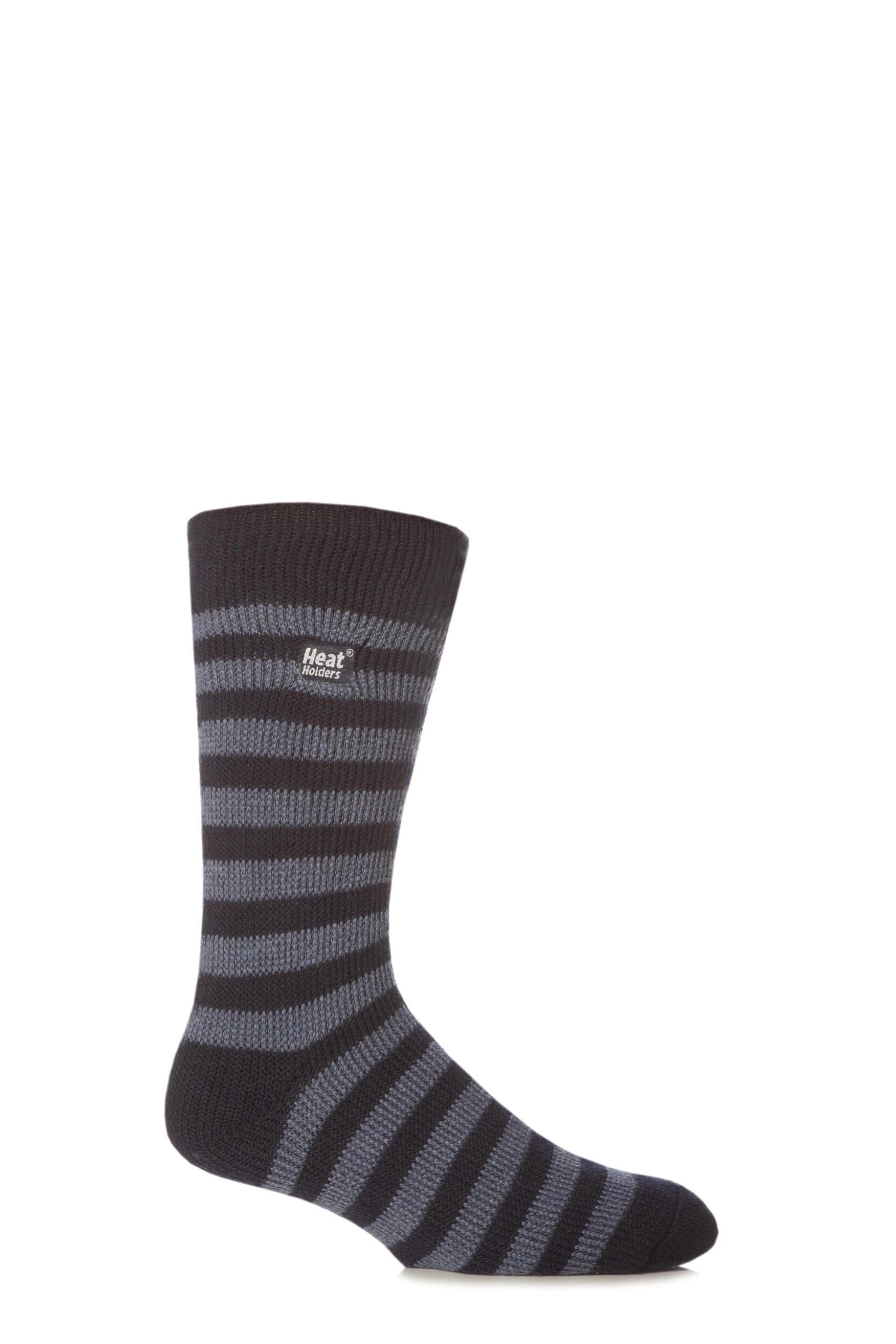 Mens 1 Pair SockShop Heat Holders Two Tone Striped Thermal Socks | eBay