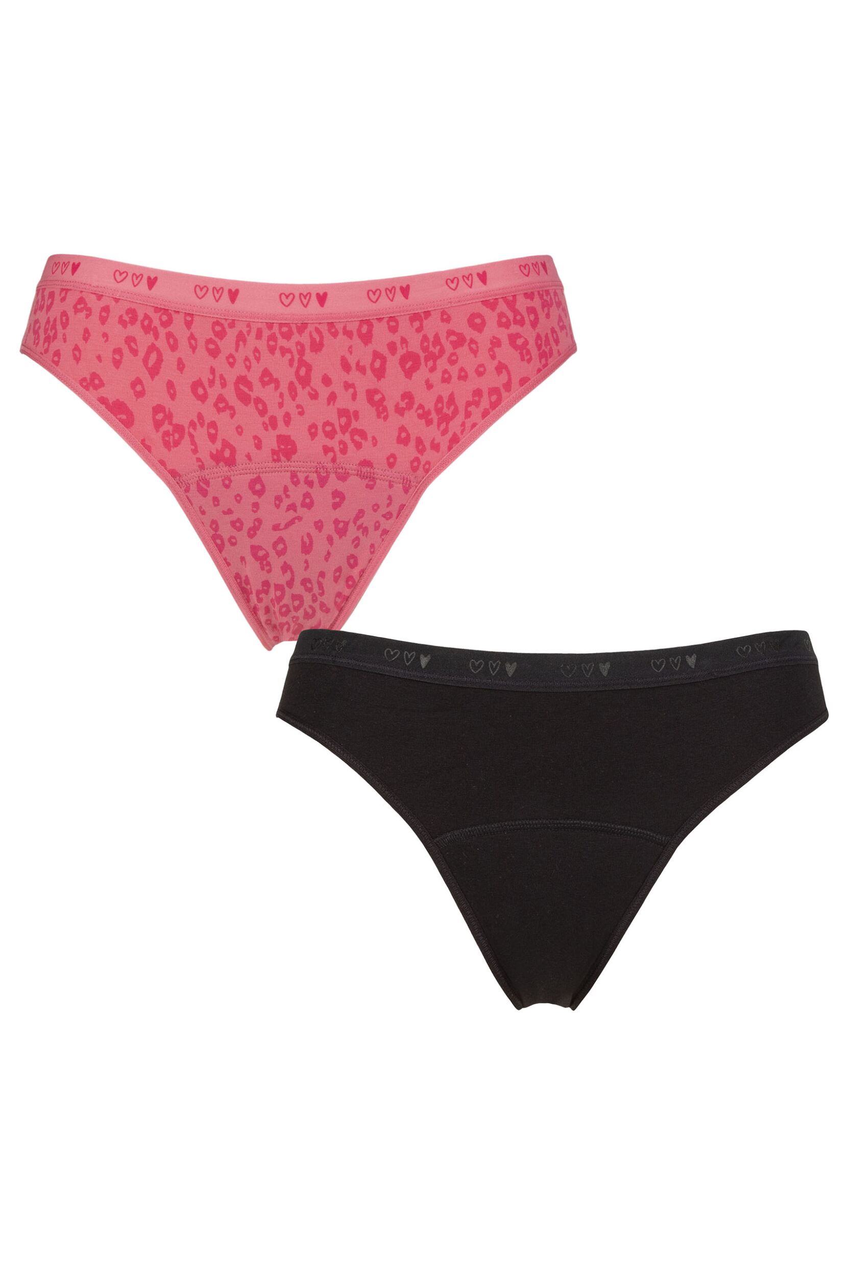 Image of Girls and Teens 2 Pack Love Luna First Period Bikini Briefs Pink Age 10-11