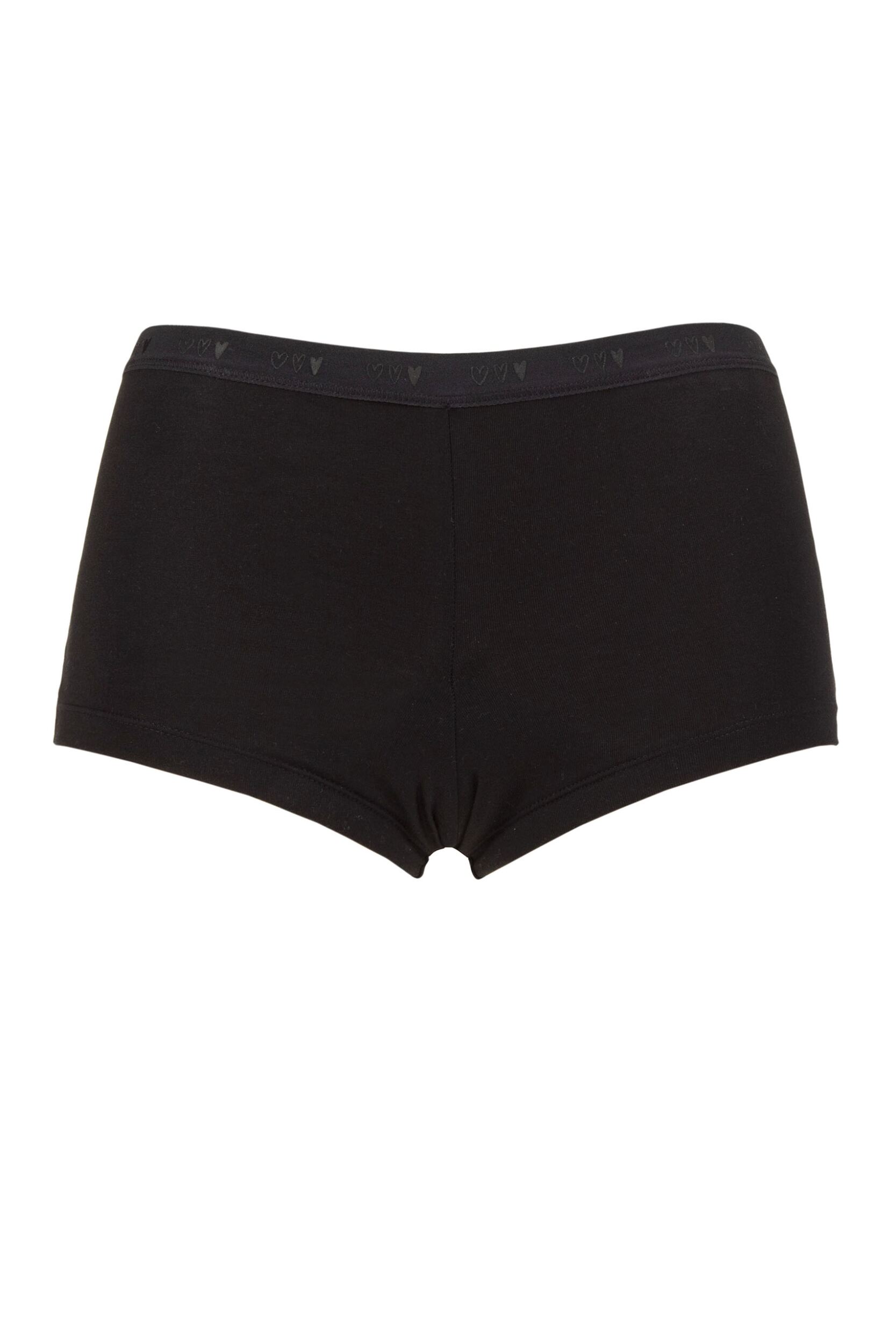 Girls and Teens 1 Pack Love Luna First Period Shortie Briefs Hearts Black 11-12 Years