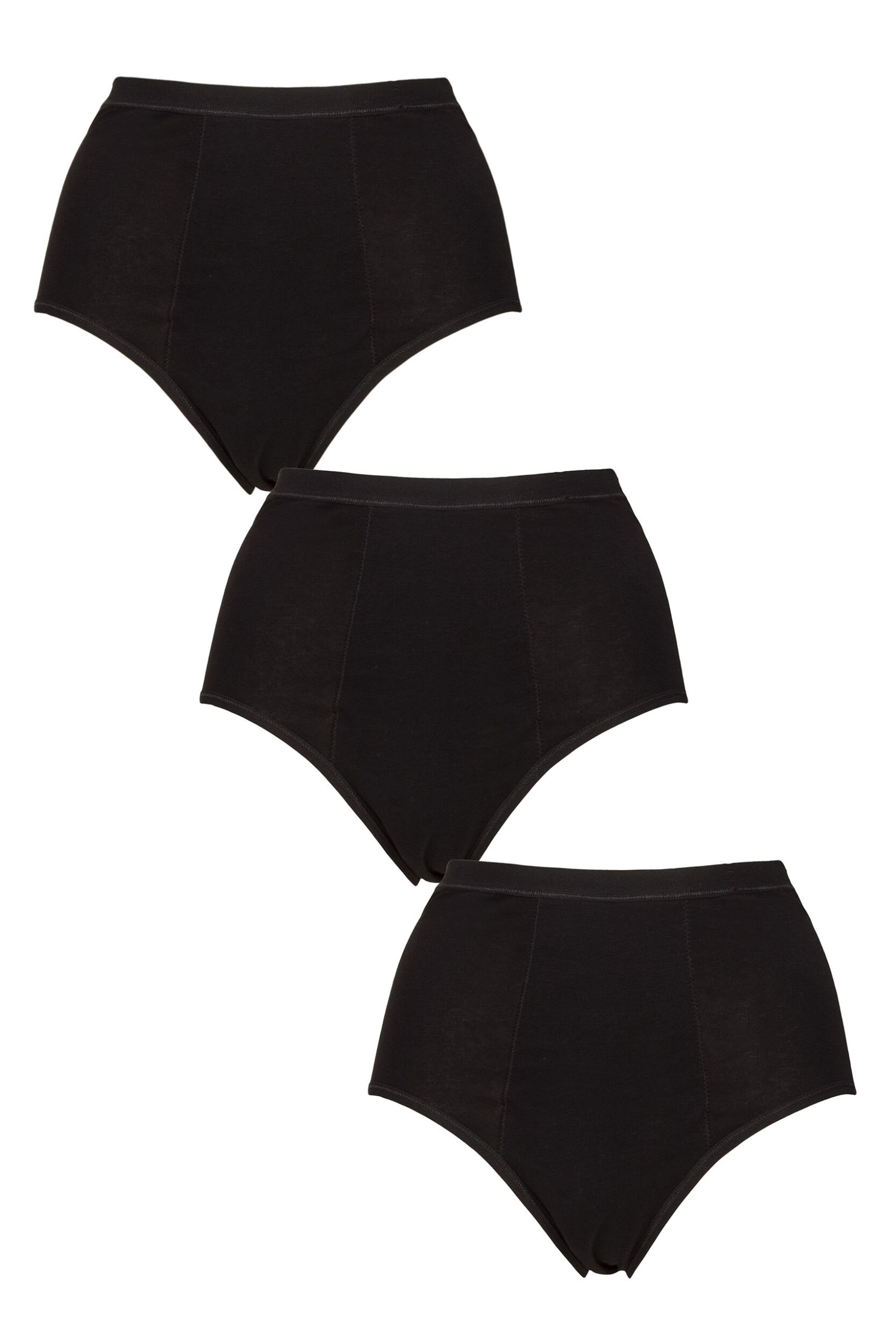 Women's 3 Pack Love Luna Full Period Briefs Black UK 14-16