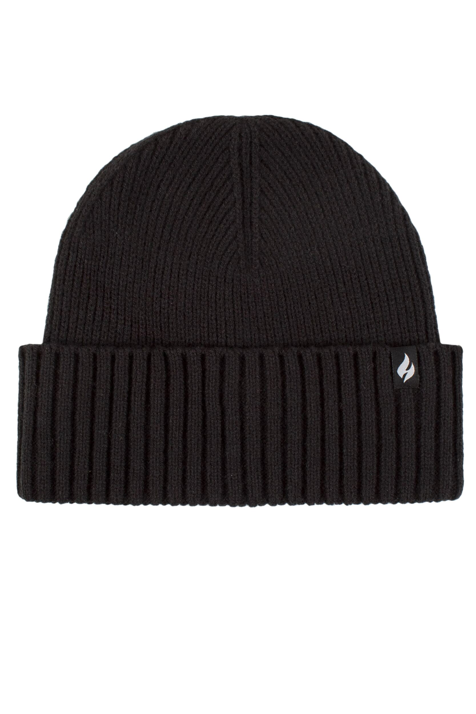 Mens and Women's 1 Pack SOCKSHOP Heat Holders Lite Ashwood Ribbed Turnover Hat Black One Size