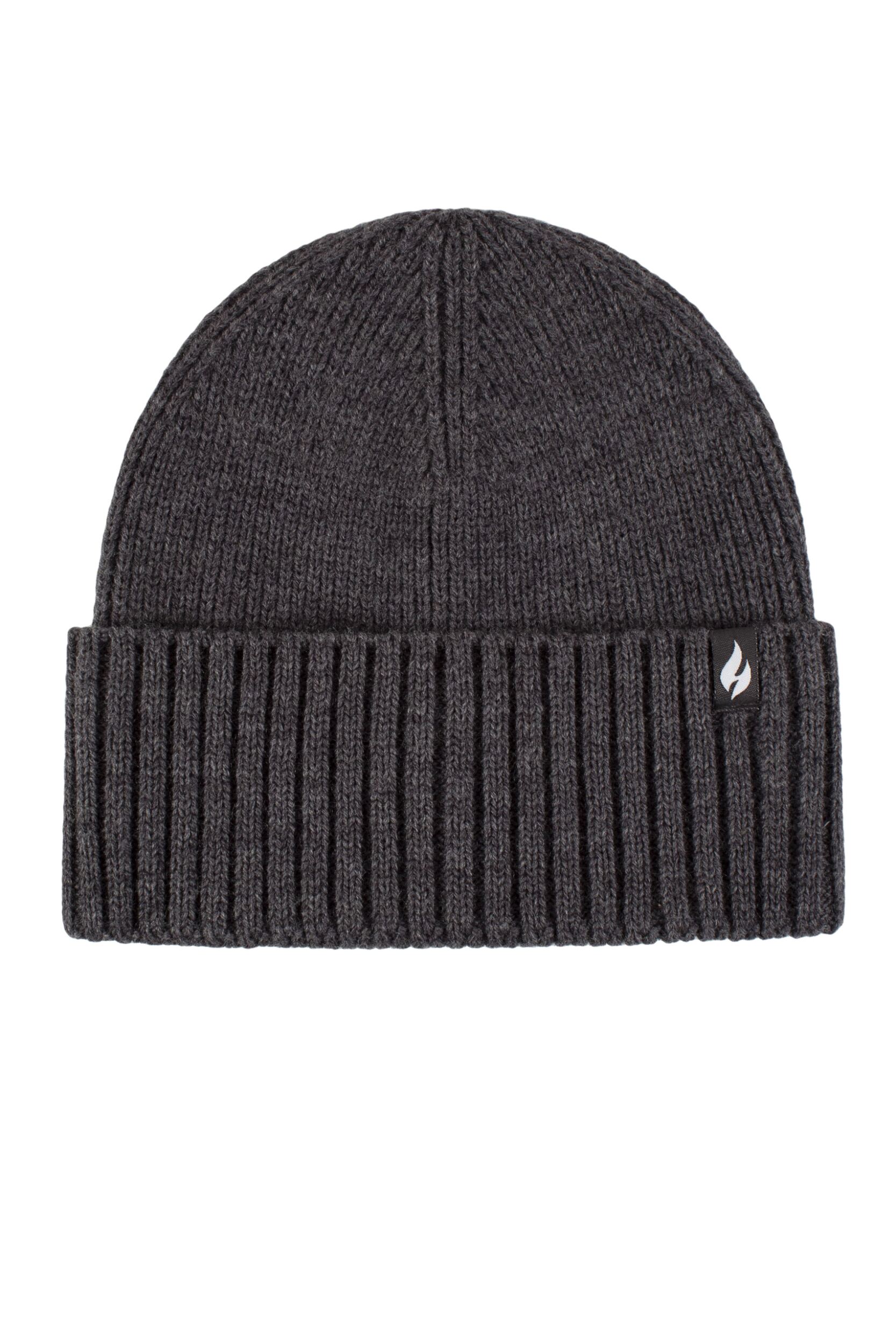 Mens and Women's 1 Pack SOCKSHOP Heat Holders Lite Ashwood Ribbed Turnover Hat Charcoal One Size