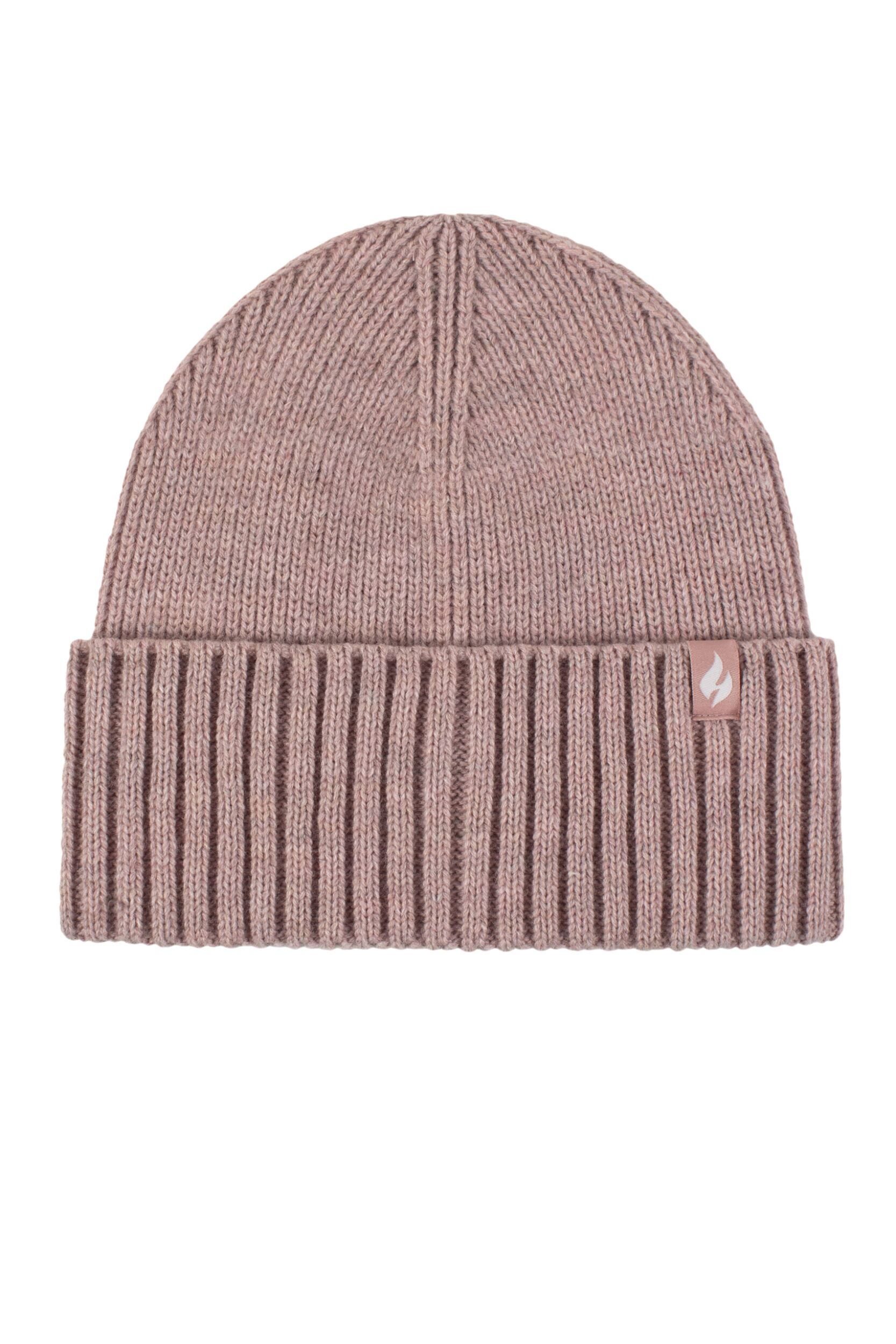 Mens and Women's 1 Pack SOCKSHOP Heat Holders Lite Ashwood Ribbed Turnover Hat Light Pink One Size