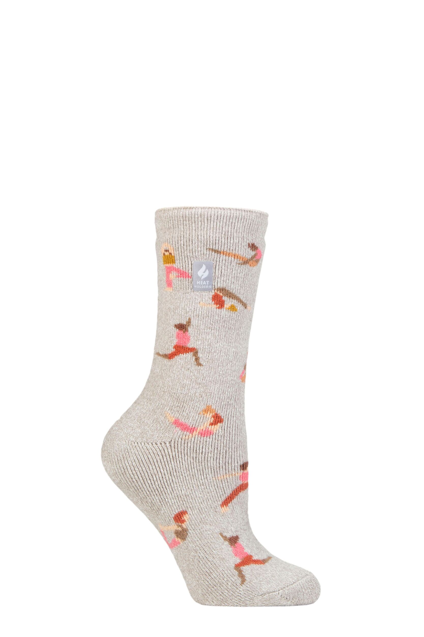 Women's 1 Pair SOCKSHOP Heat Holders 1.6 TOG Lite Hobby Socks Namaste Light Grey 4-8