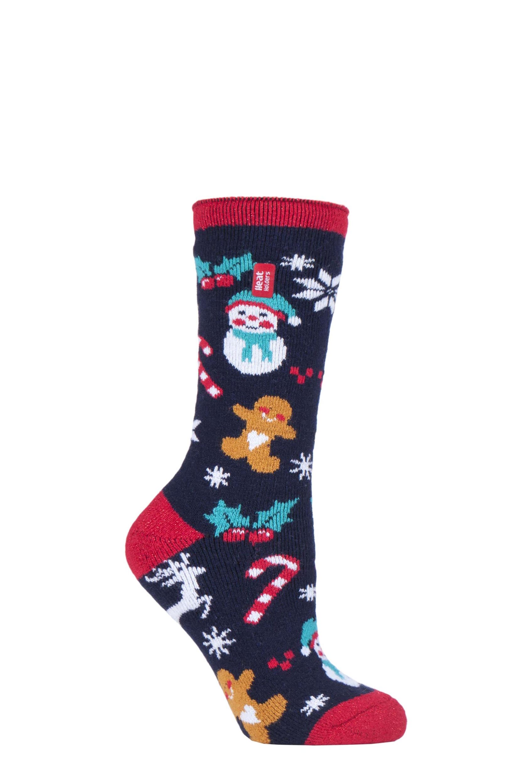 Women's 1 Pair SOCKSHOP Heat Holders Lite Christmas Socks Festive Fun 4-8 Ladies