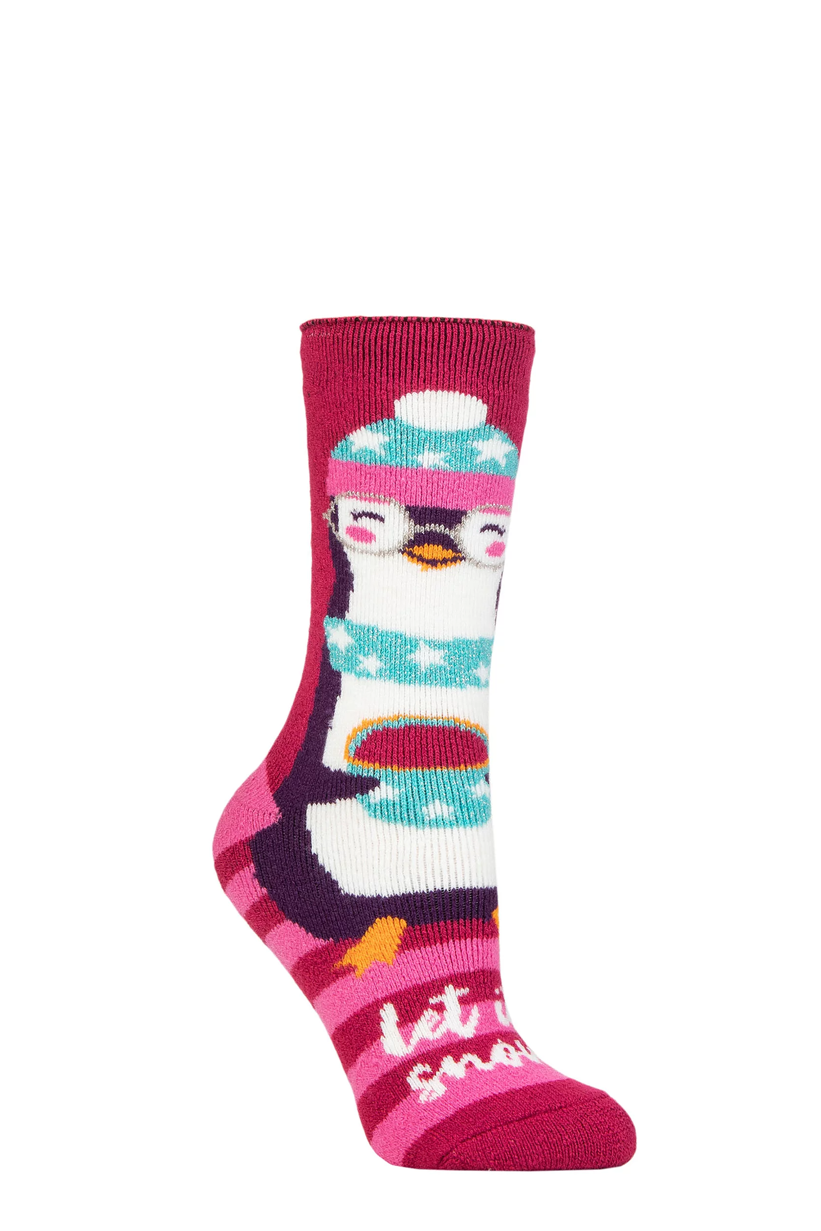 Women's 1 Pair SOCKSHOP Heat Holders Lite Christmas Socks Penguin 4