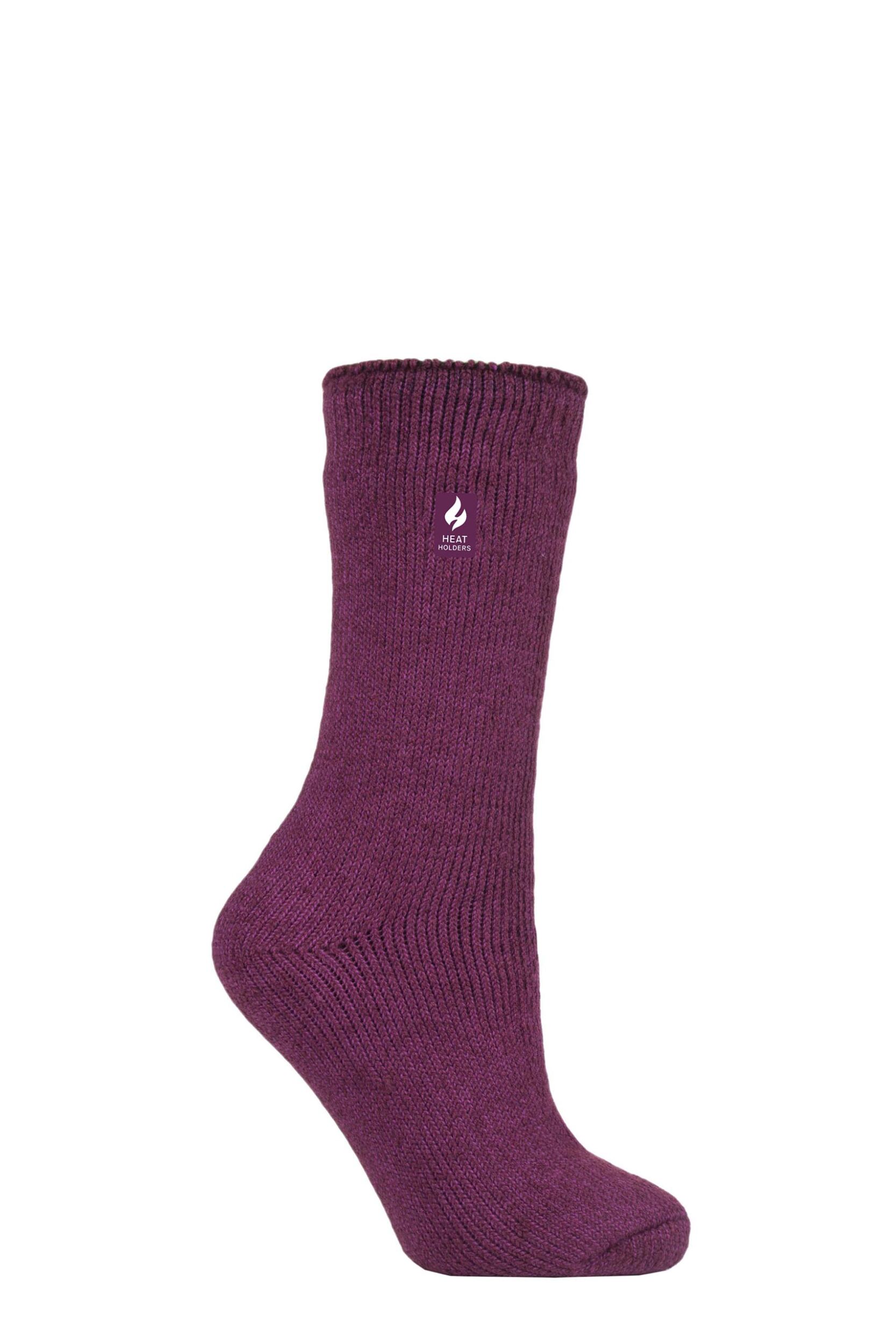 Women's 1 Pair Heat Holders 1.6 TOG Lite Plain Socks Deep Fuchsia 4-8 Ladies