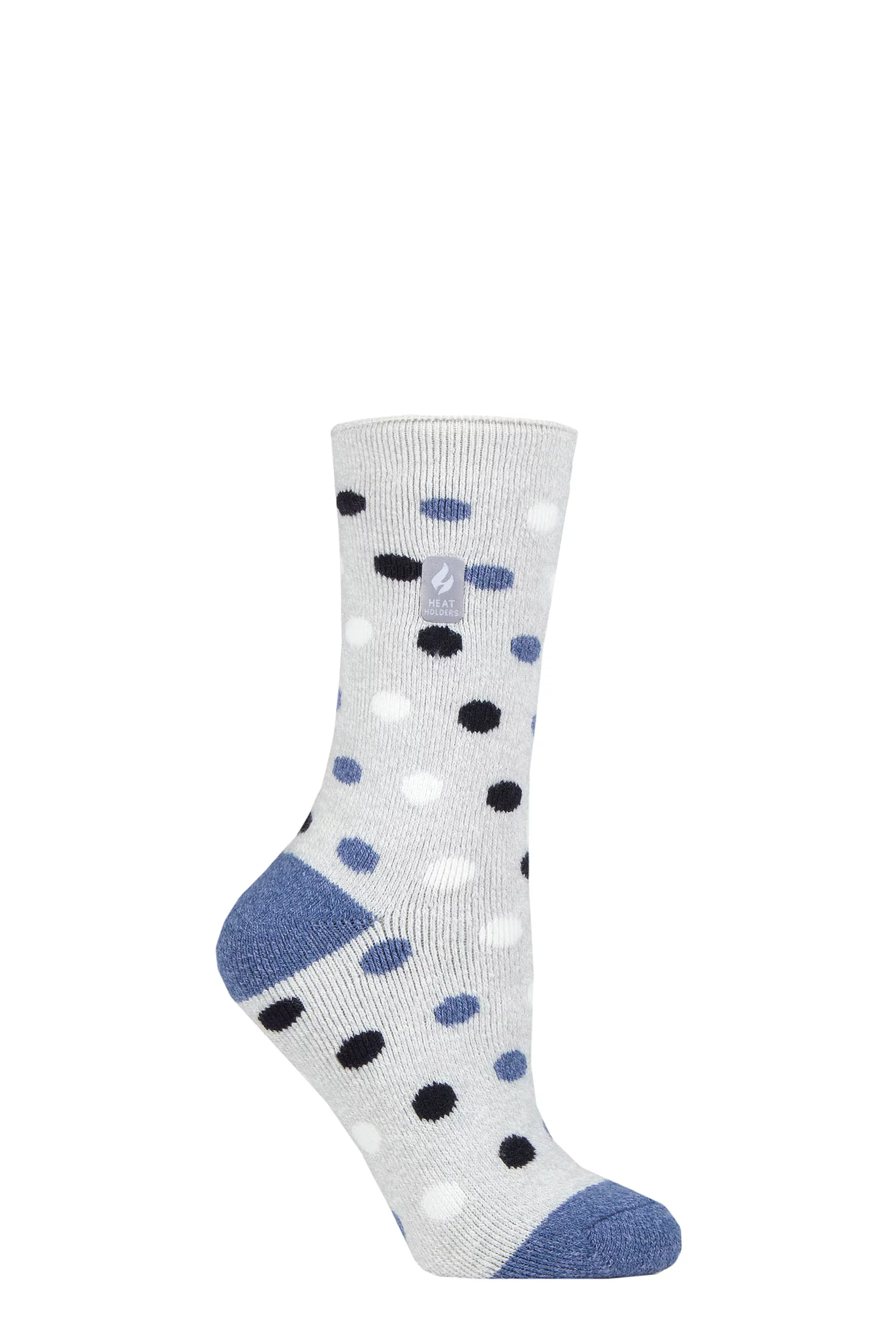 Women's 1 Pair SOCKSHOP Heat Holders 1.6 TOG Lite Patterned and Striped Socks Malaga Dots Denim 4-8 Ladies
